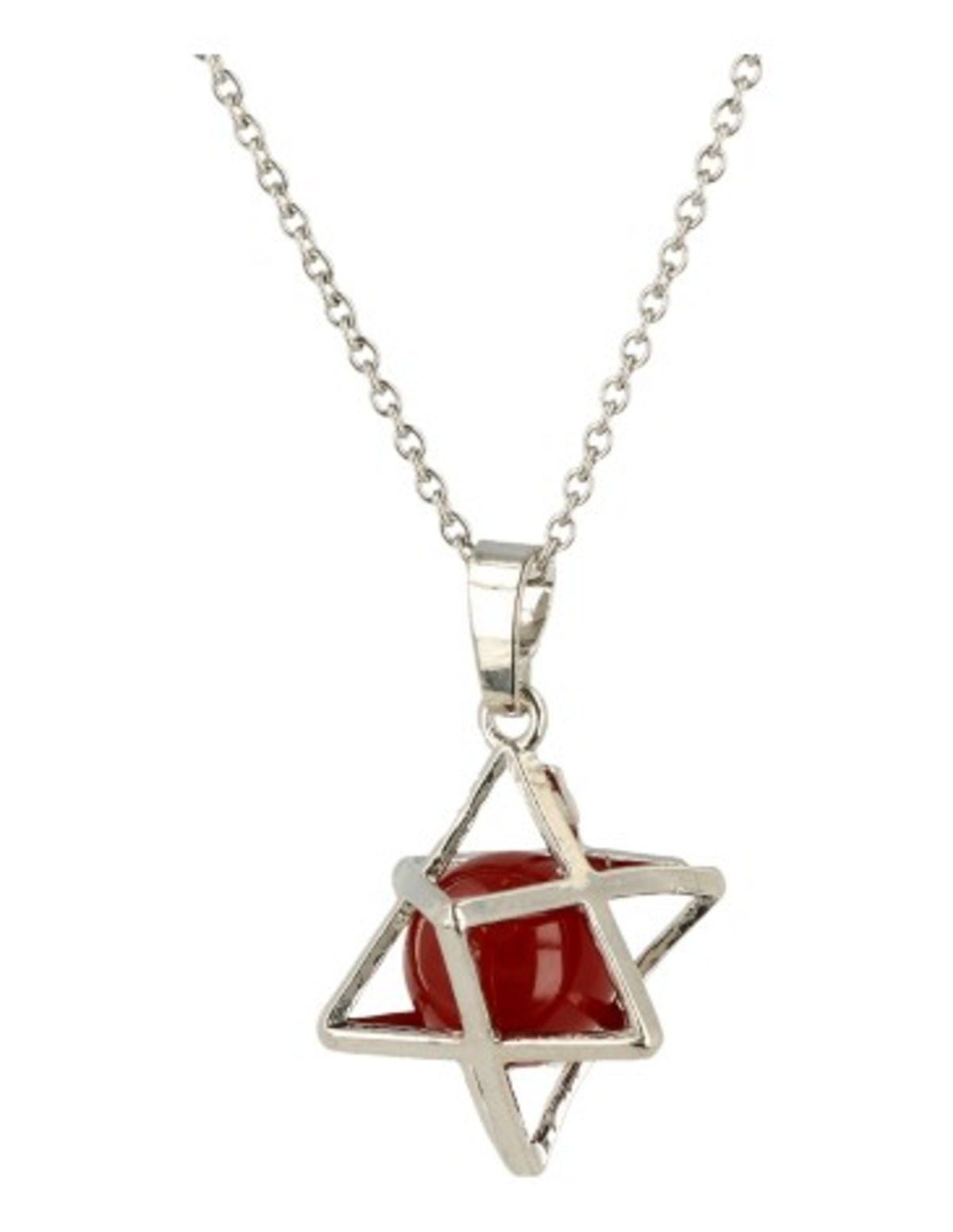 Karneol merkabah hänge med stenkula, 2,5 cm