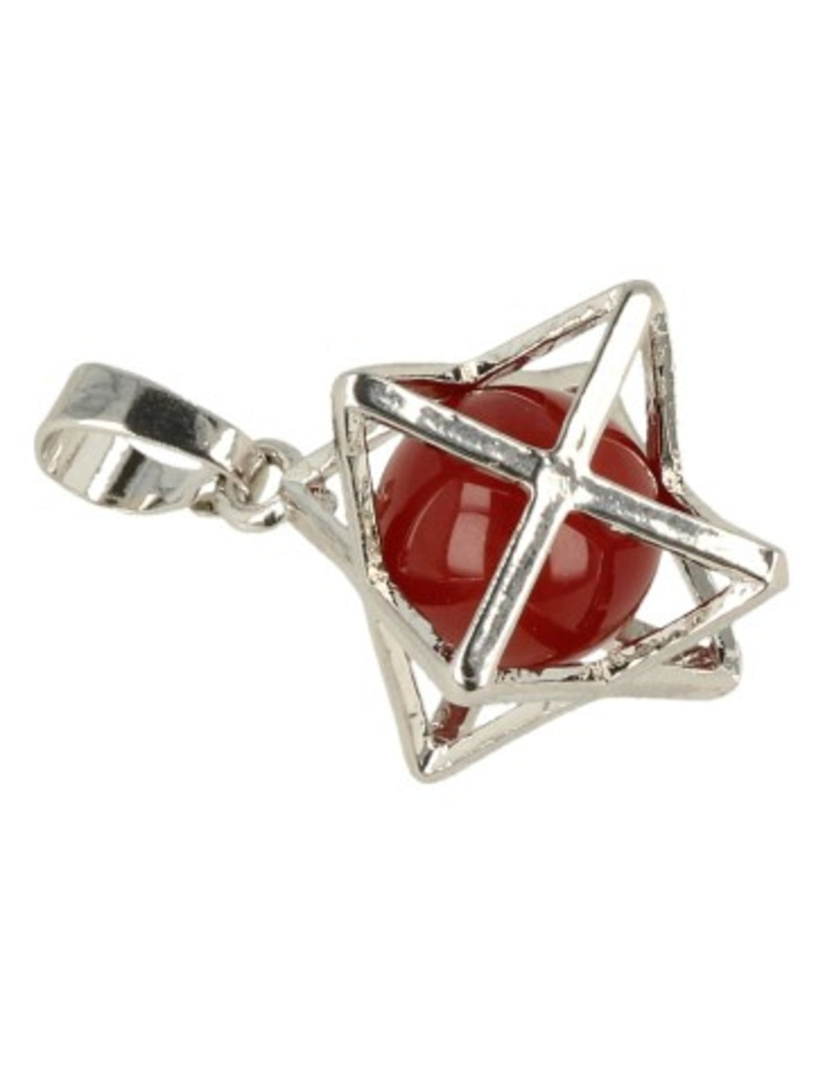 Karneol merkabah hänge med stenkula, 2,5 cm