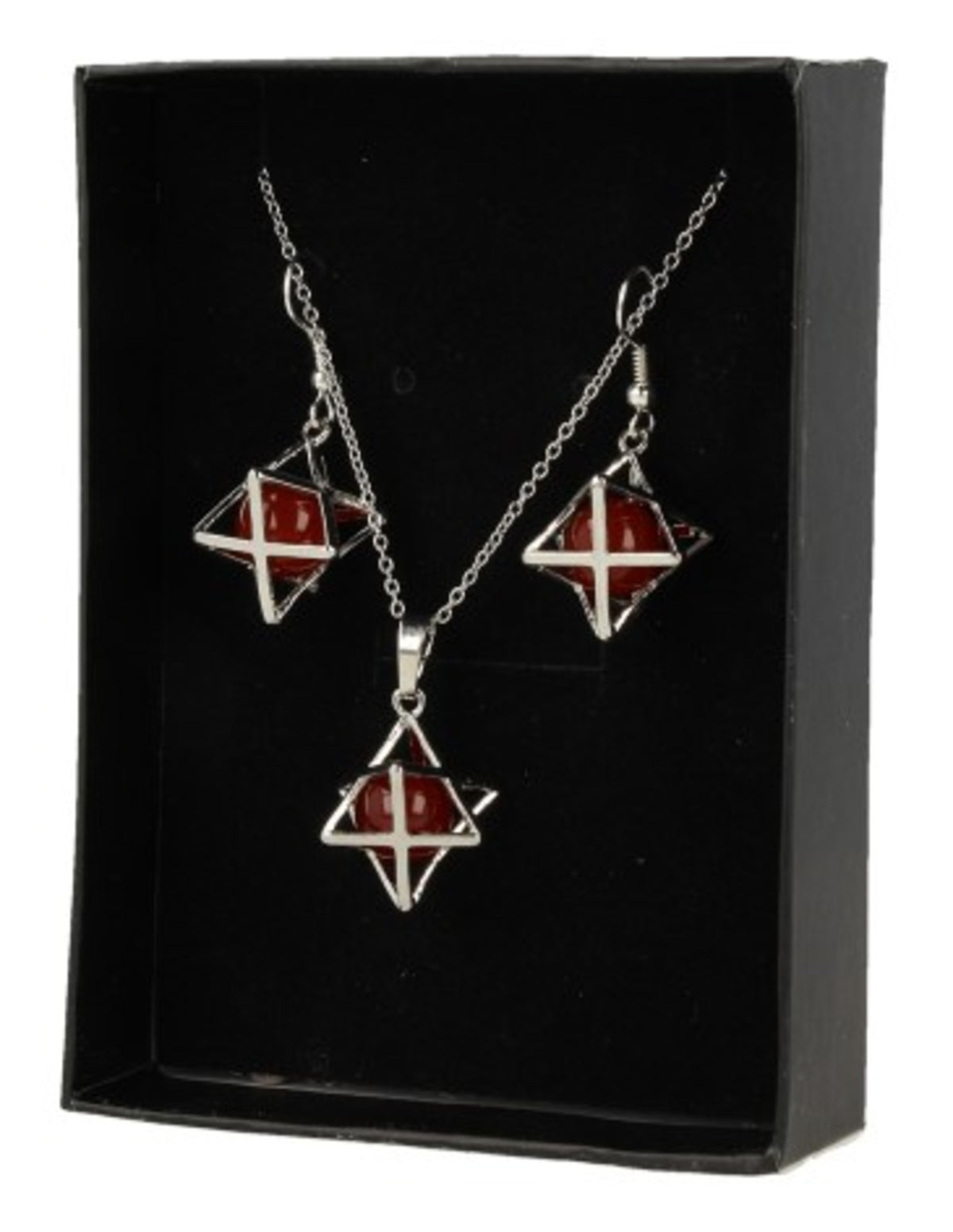 Karneol merkabah smyckesset, hänge och örhängen