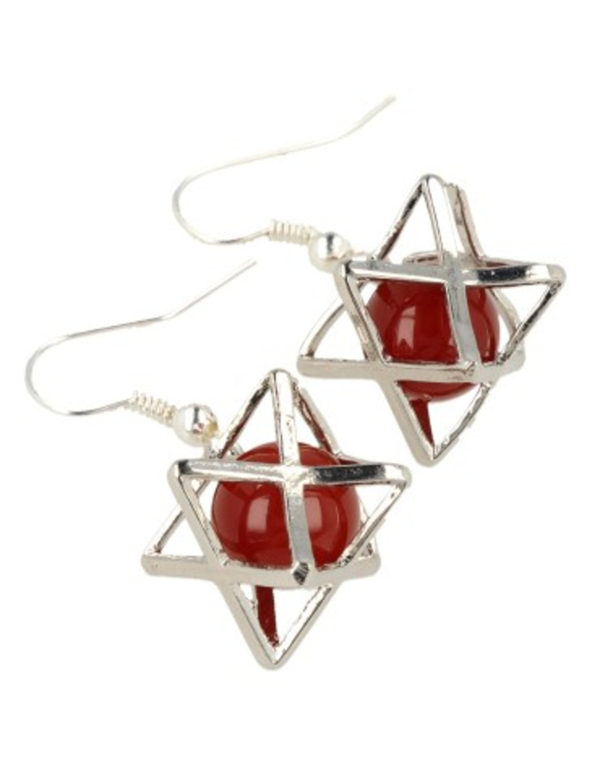 Karneol örhängen, merkabah, orange stenkula, 2,5 cm