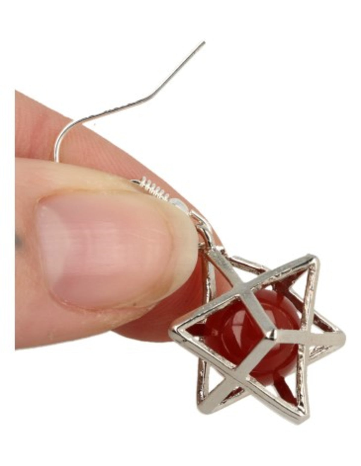 Karneol örhängen, merkabah, orange stenkula, 2,5 cm