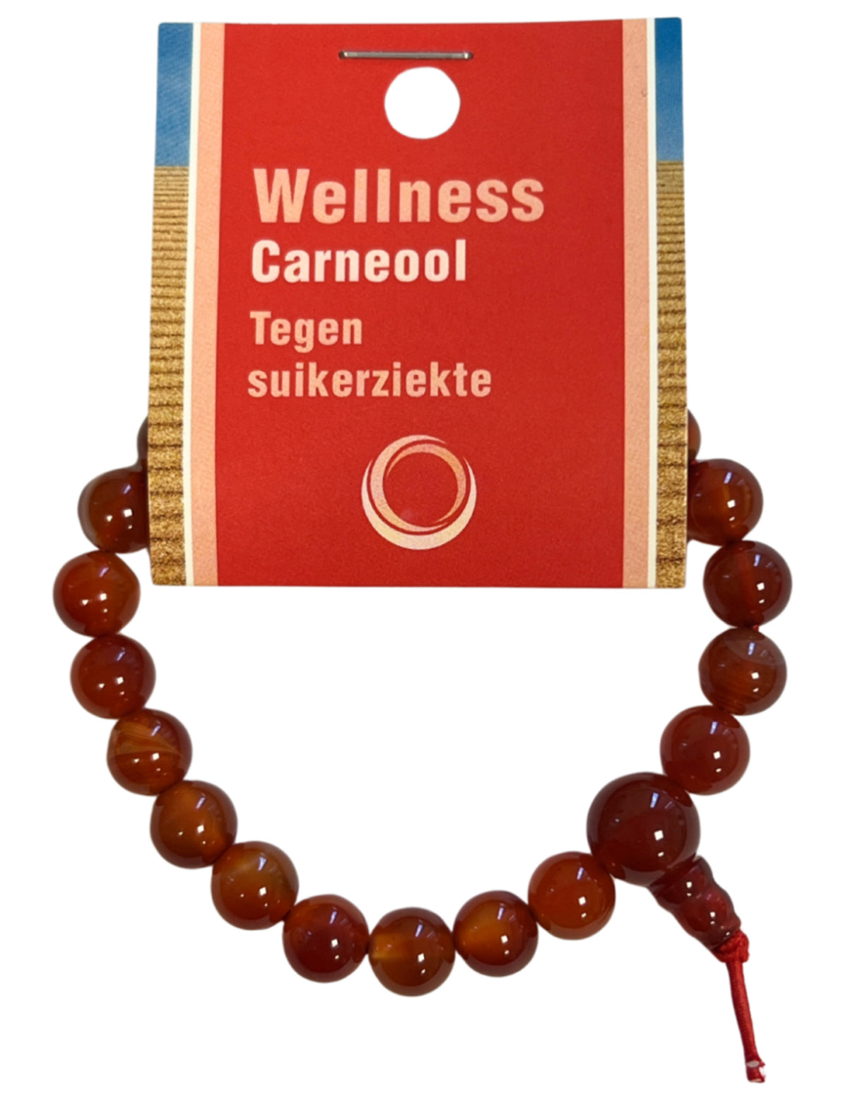 Karneol armband med pärlor, 8 mm, 18 cm, På kort