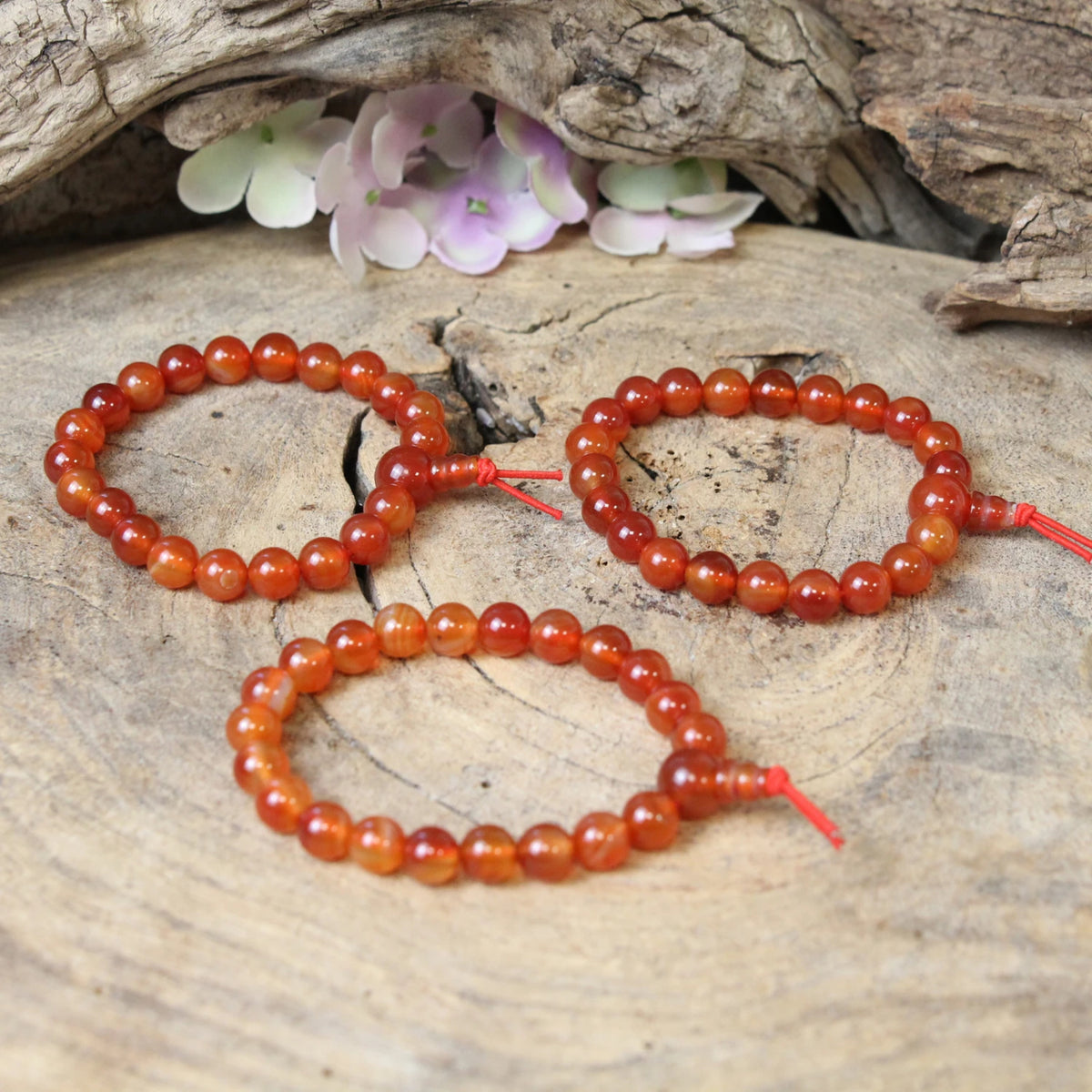 Karneol armband med pärlor, 8 mm, 18 cm