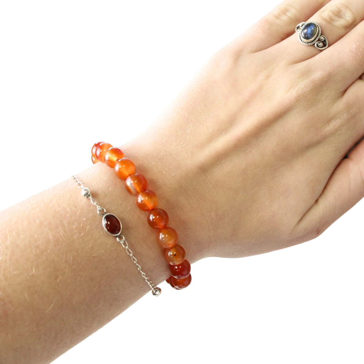 Karneol armband med pärlor, 8 mm, 18 cm