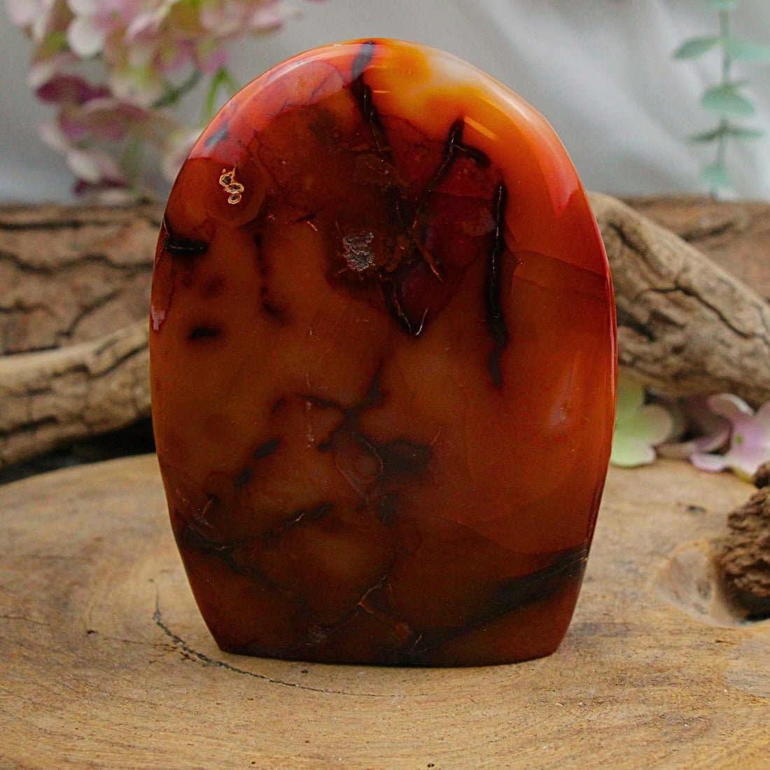 Karneol skulptur, polerad, 14 x 3 x 10 cm, 916 g, nr 35