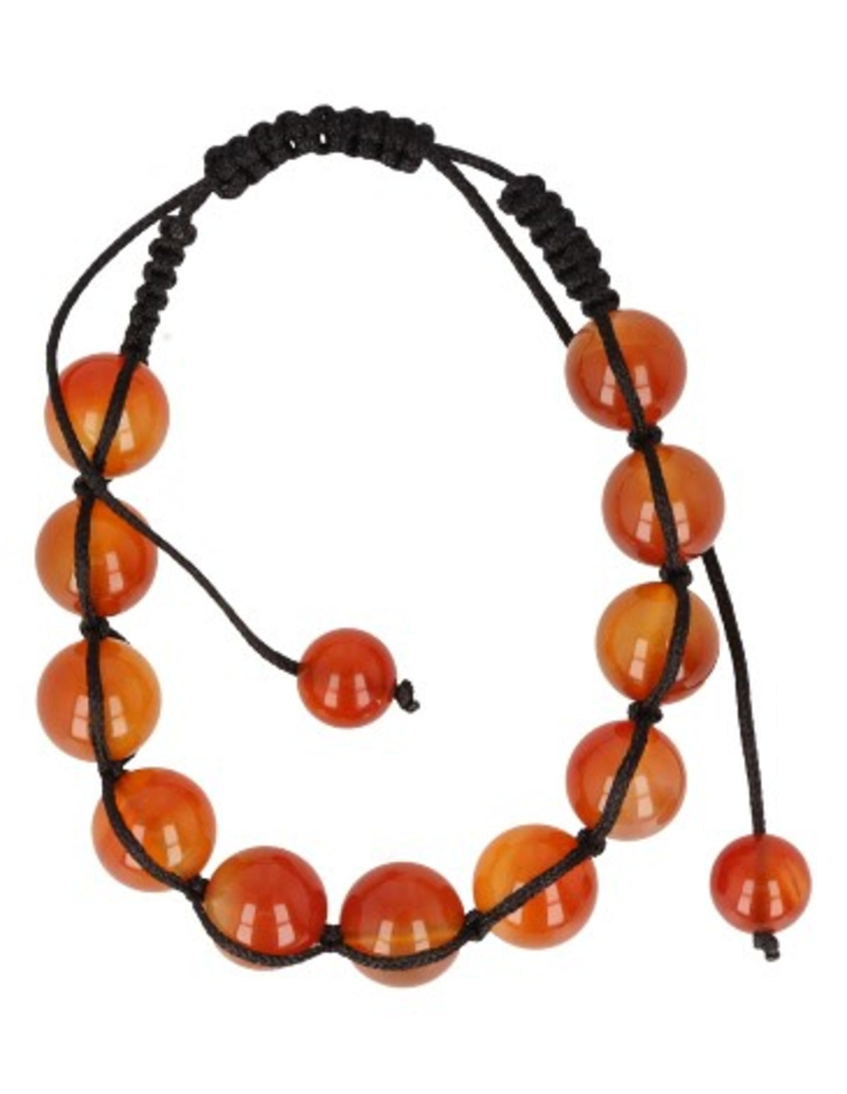 Karneol shamballa armband, 10 mm pärlor, justerbart