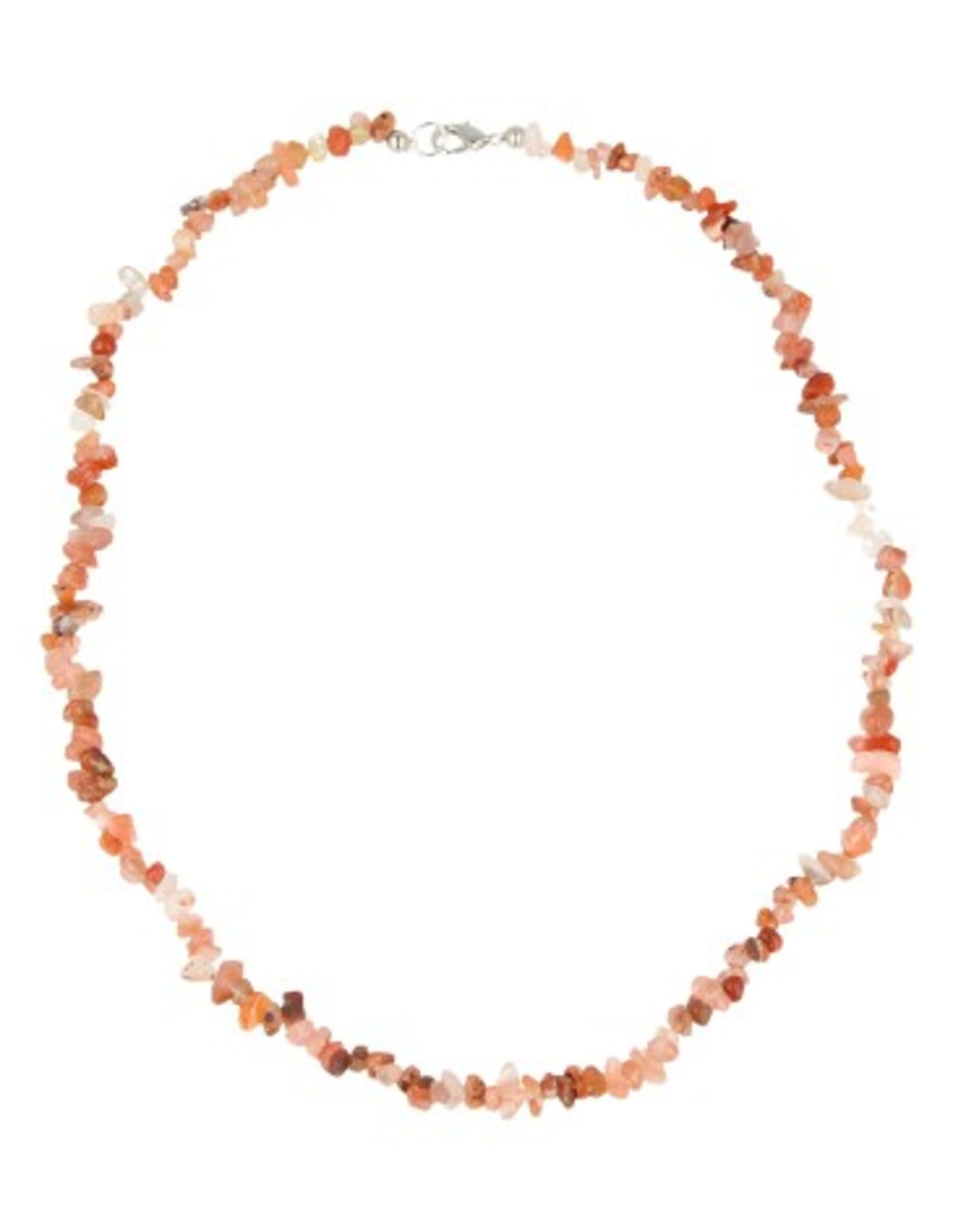 Karneol halsband med smala splitstenar, 45 cm