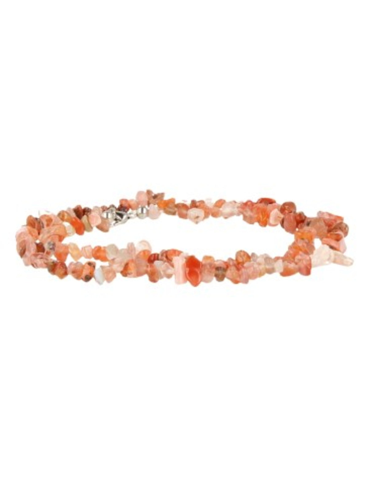 Karneol halsband med smala splitstenar, 45 cm