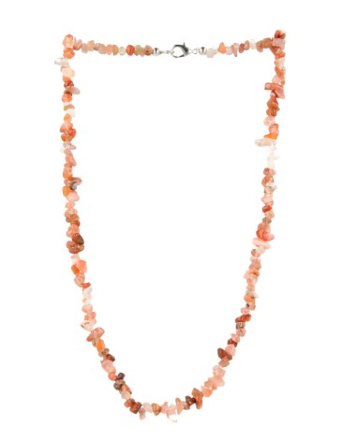 Karneol halsband med smala splitstenar, 45 cm