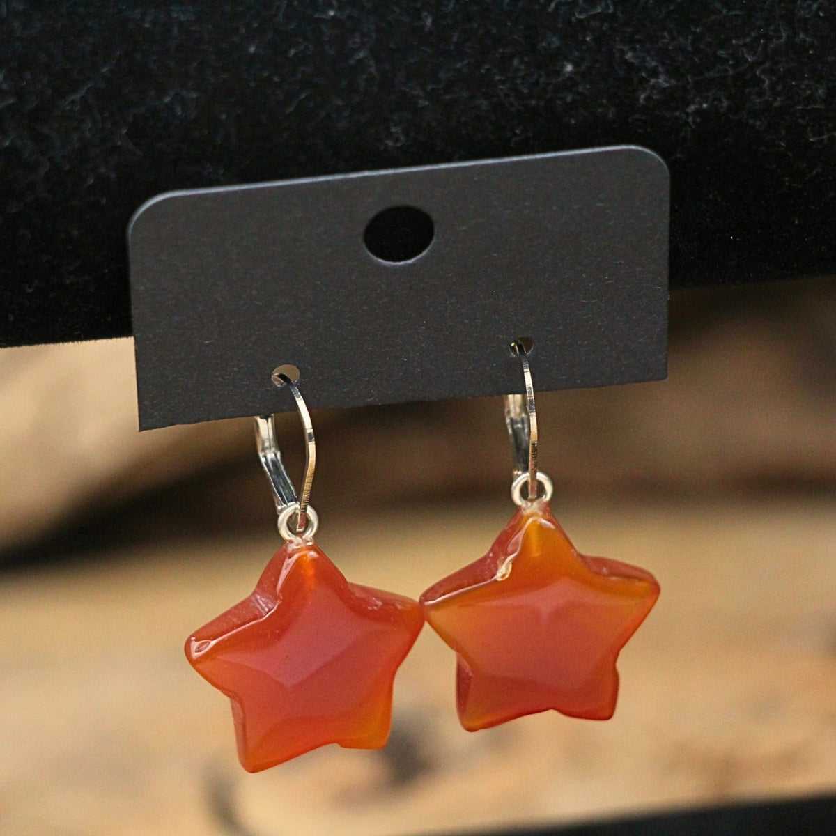 Karneol örhängen, stjärnformade, fashion jewelry
