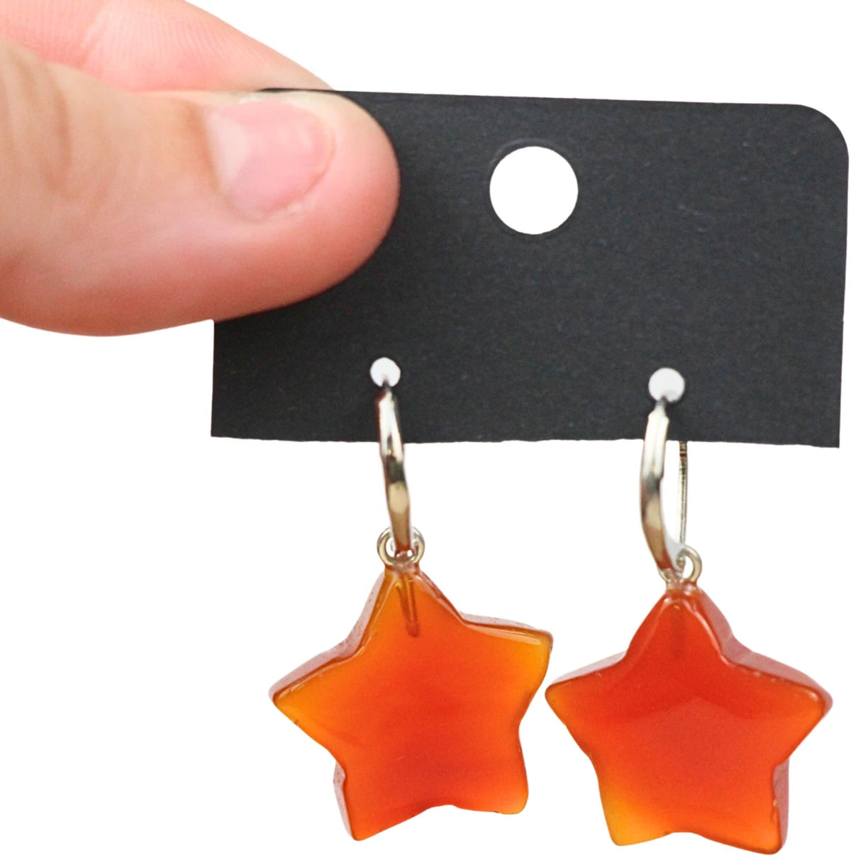 Karneol örhängen, stjärnformade, fashion jewelry