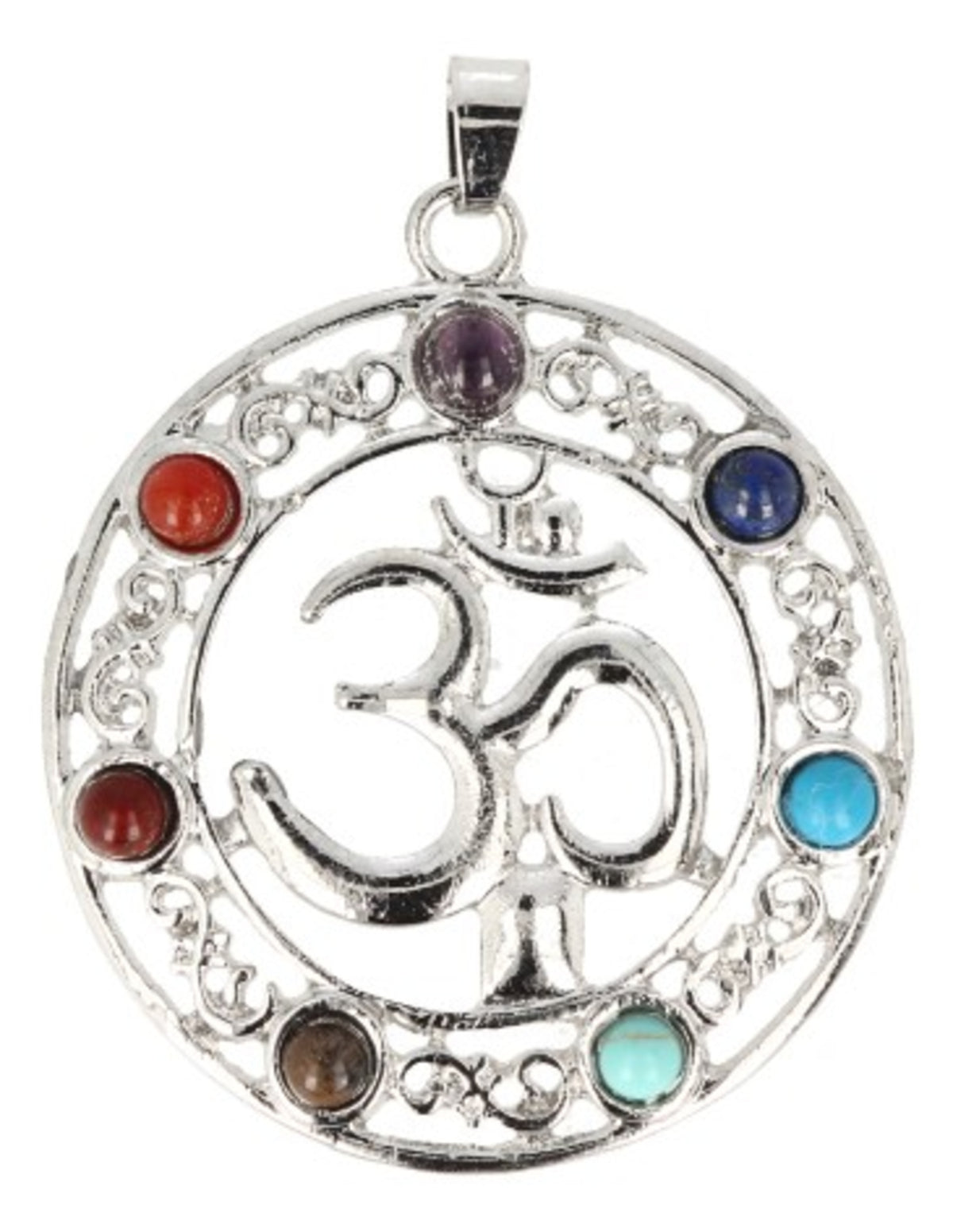 Chakra hänge ohm med äkta och syntetiska stenar, 40 mm