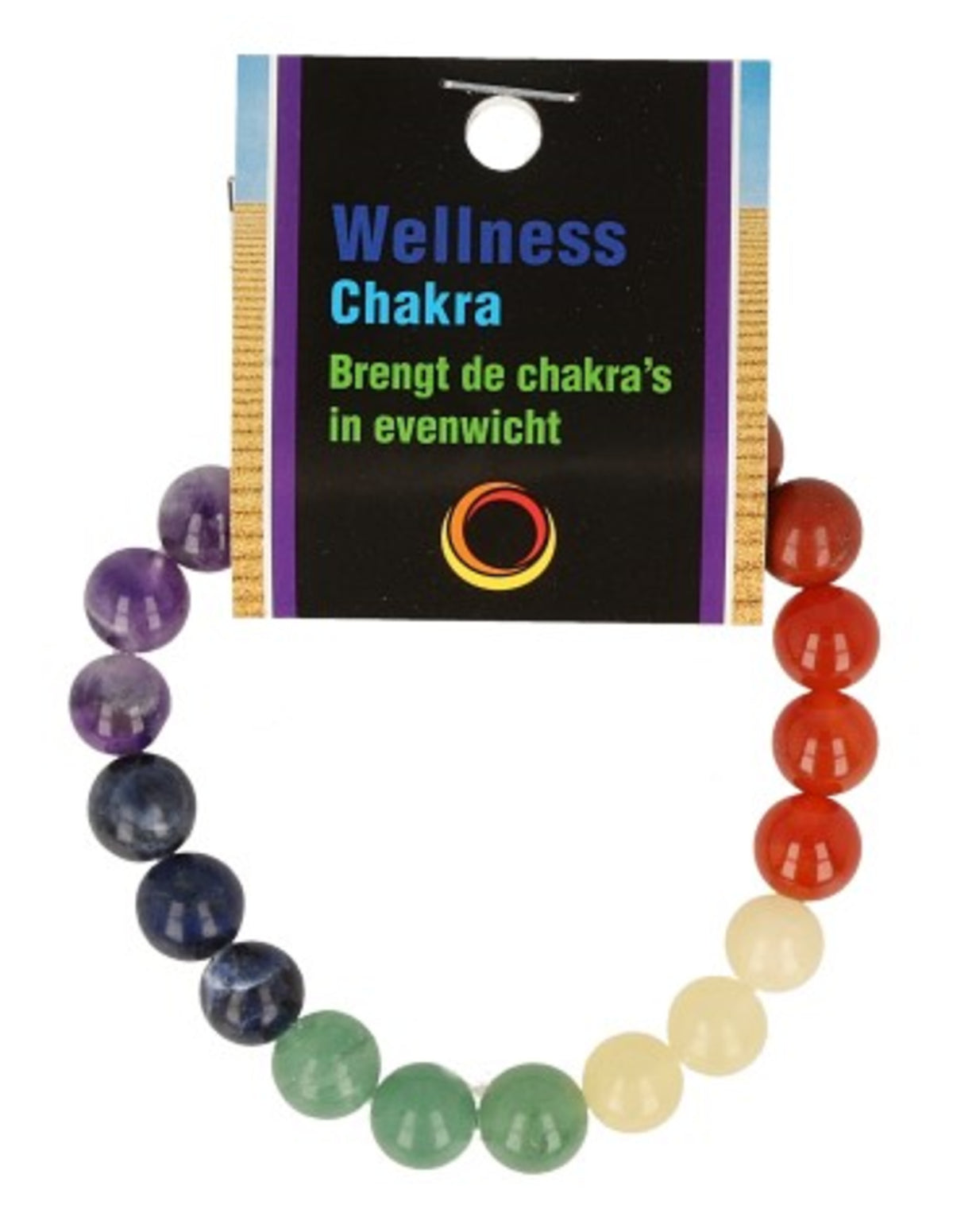 Chakra armband med stenar, XL, pärlor 10 mm, 21 cm, för män, På kort