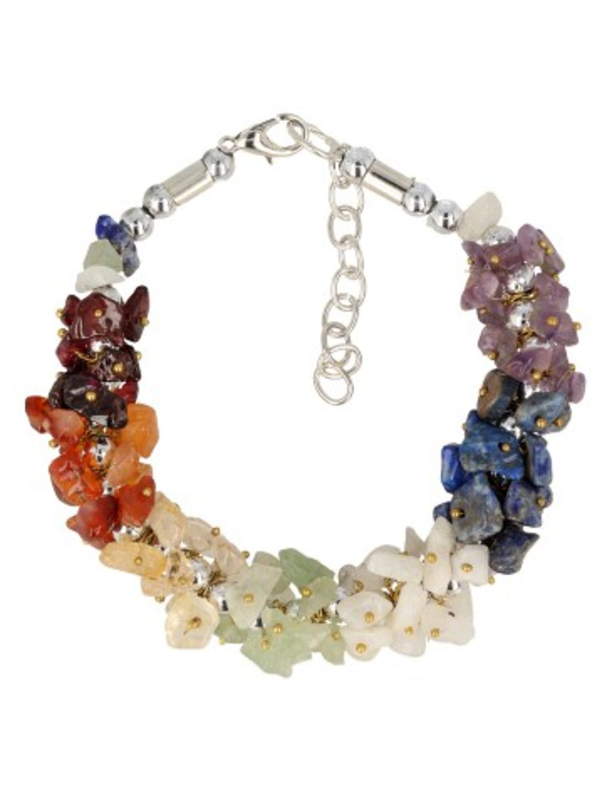 Armband med chakrastenar, splitstenar, 19 cm