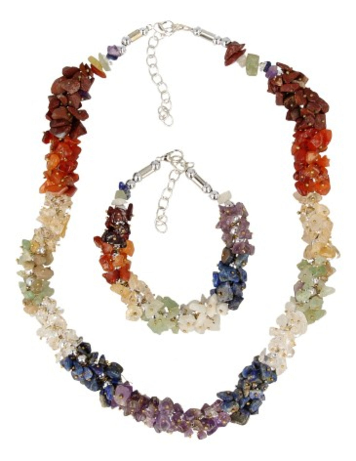 Halsband med chakrastenar, splitstenar, 44 cm