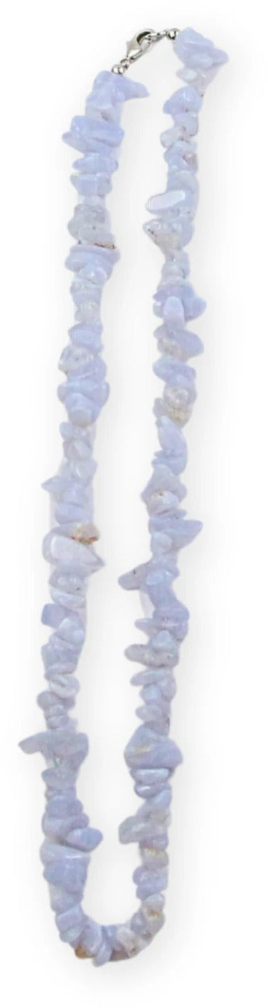 Kalcedon halsband med splitstenar, 45 cm