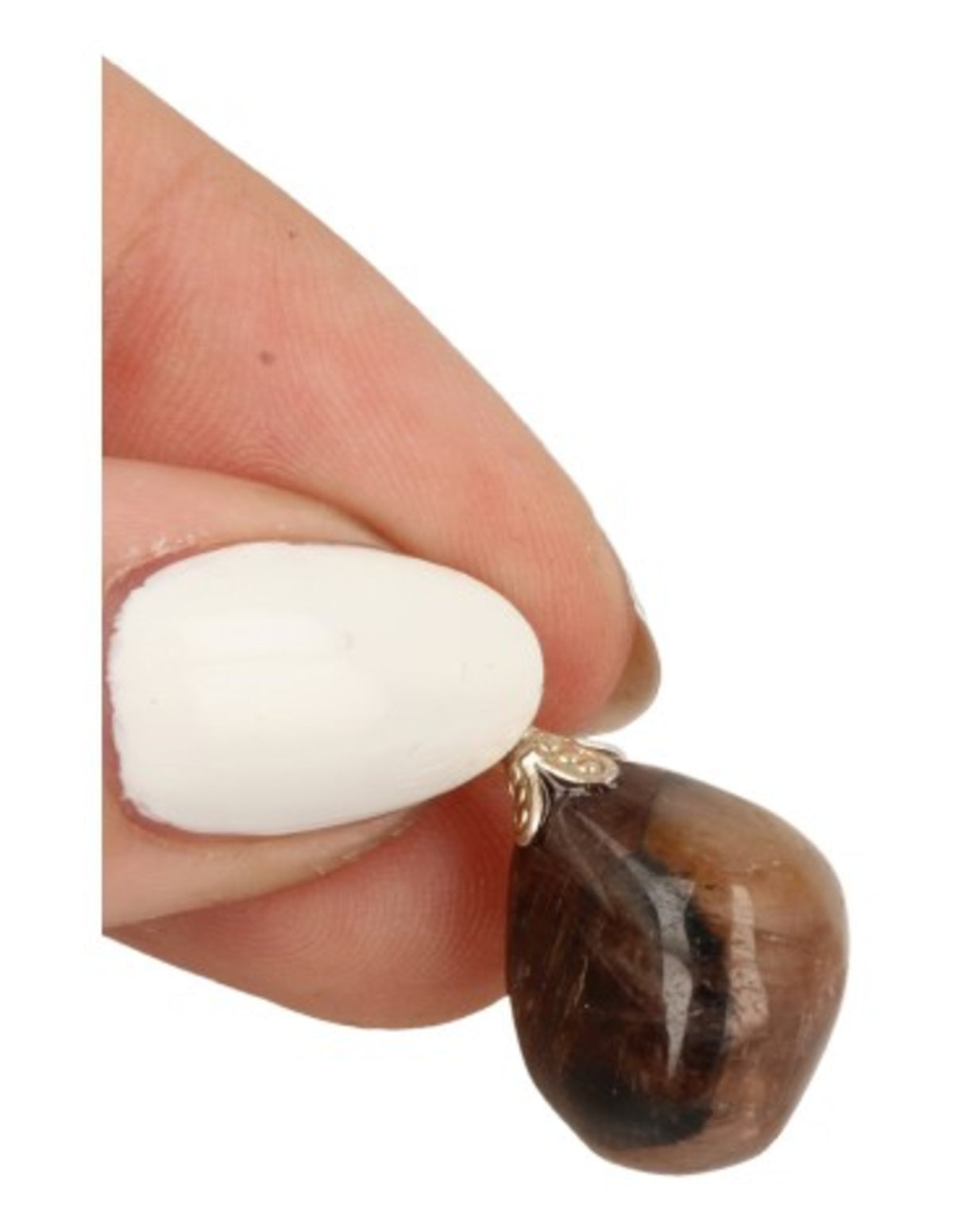 Chiastolit hänge, svart sten med vitt kors, ca 3,5 cm