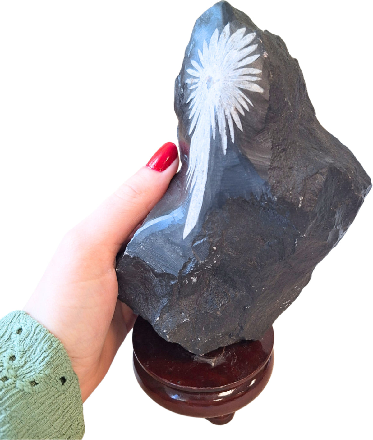 Krysantemumsten skulptur, 20,4 cm, nr 08