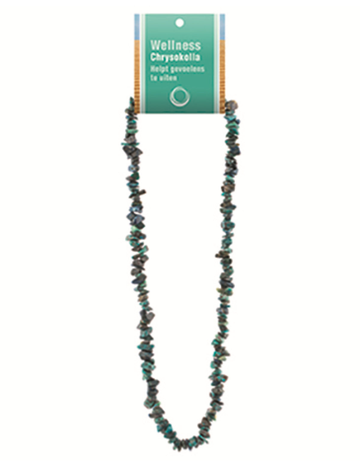 Krysokolla halsband med splitstenar och kort, 45 cm, ca 50 g