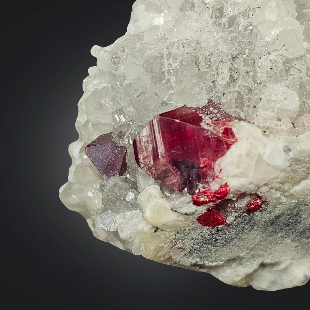 Cinnober på dolomit, mineralprov, Guizhou, nr 02