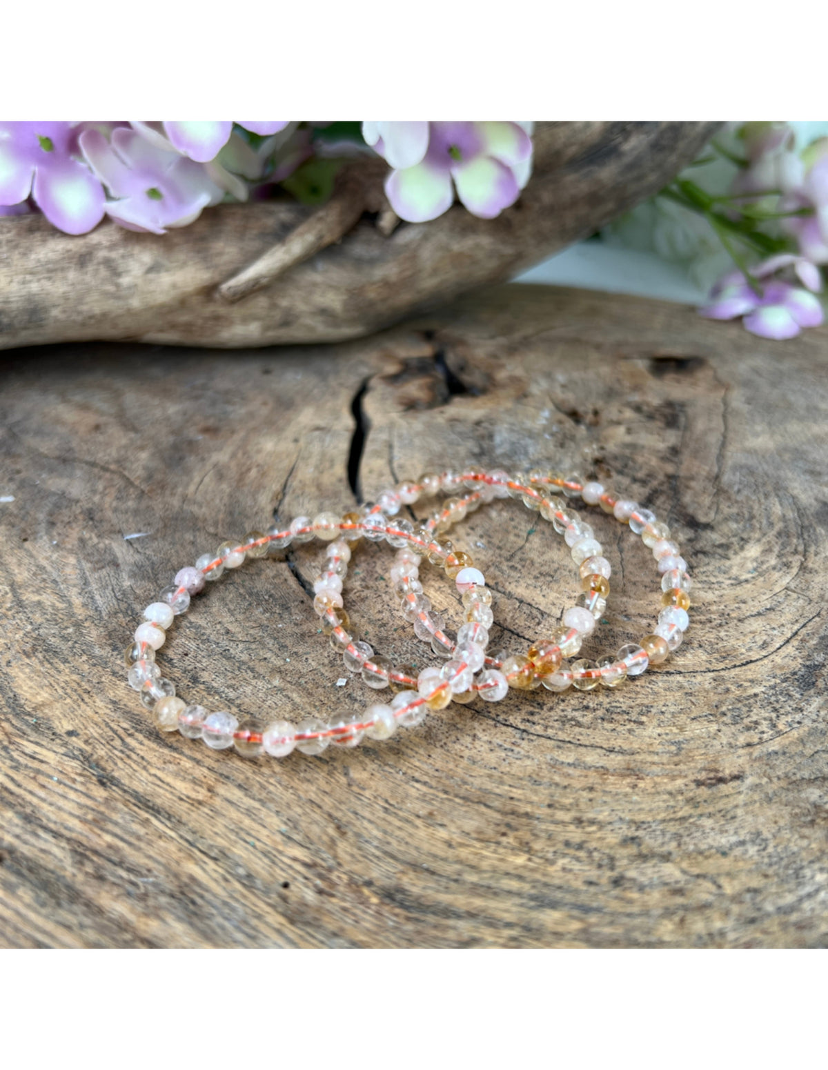 Citrin armband för barn med pärlor, upphettad, 4 mm, 15 cm