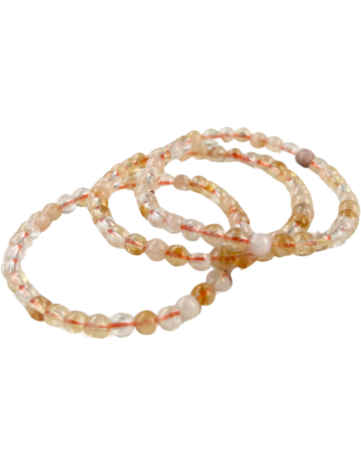 Citrin armband för barn med pärlor, upphettad, 4 mm, 15 cm