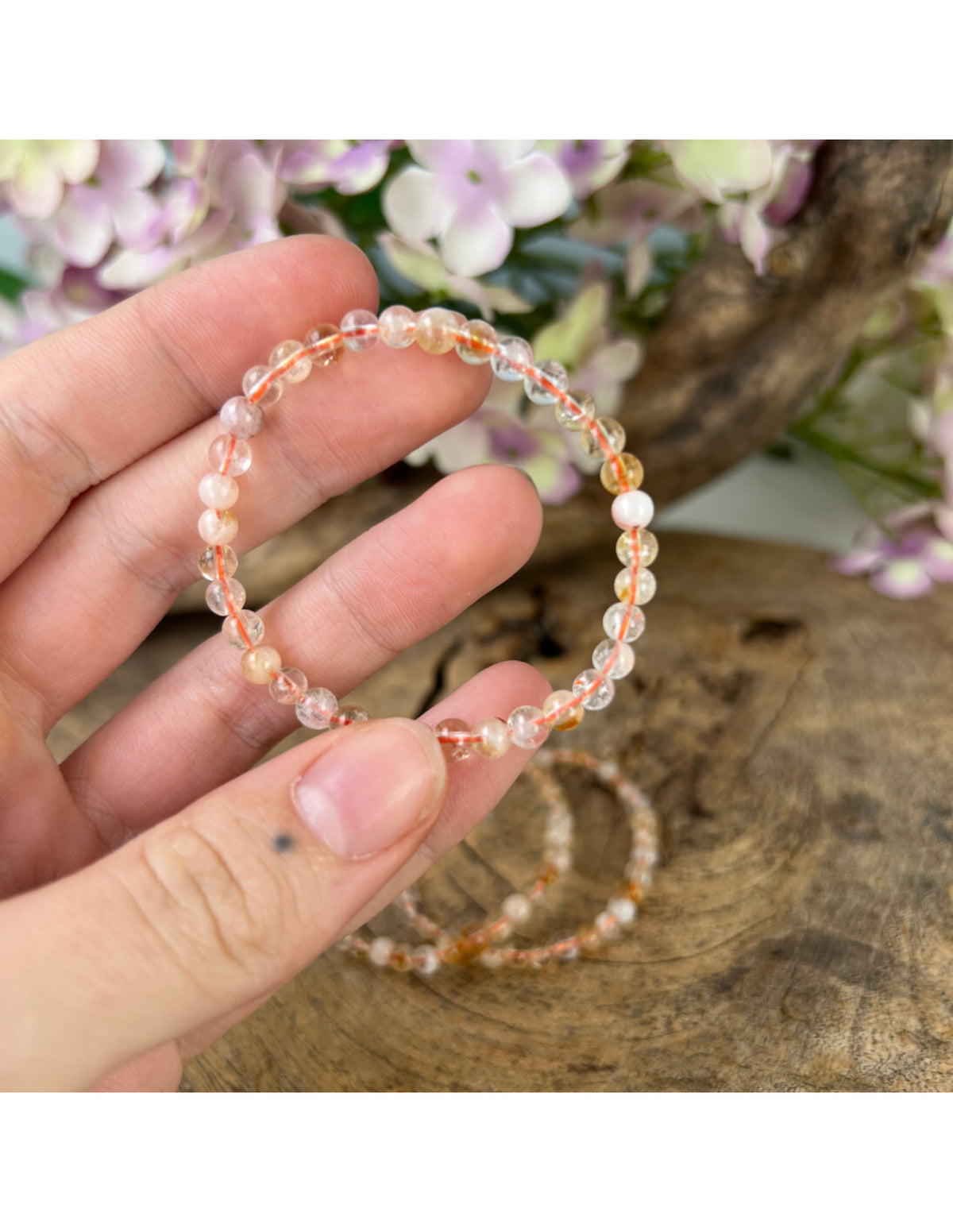 Citrin armband för barn med pärlor, upphettad, 4 mm, 15 cm