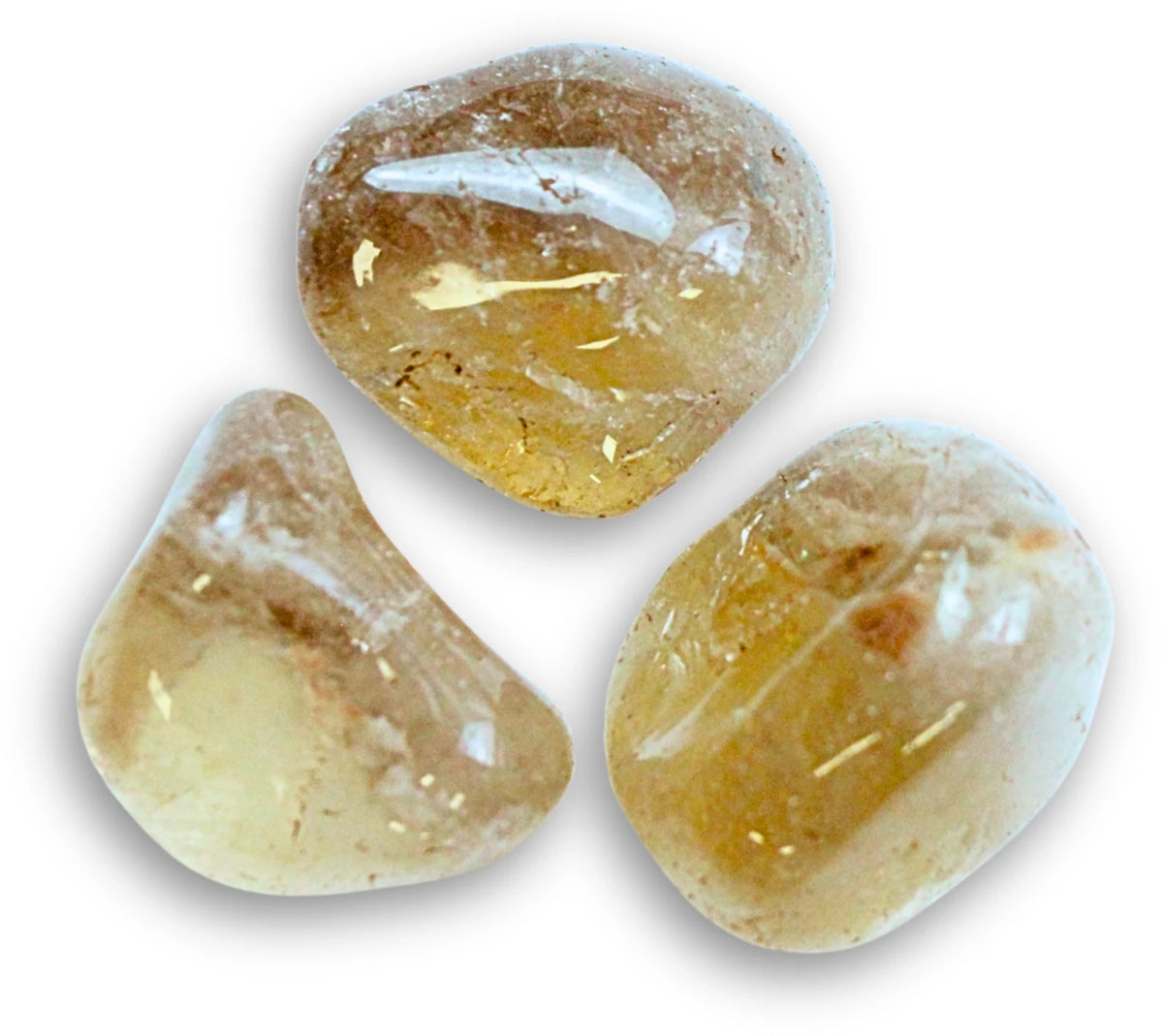 Citrin trumlade stenar, naturlig, 3 st, 20 till 30 mm
