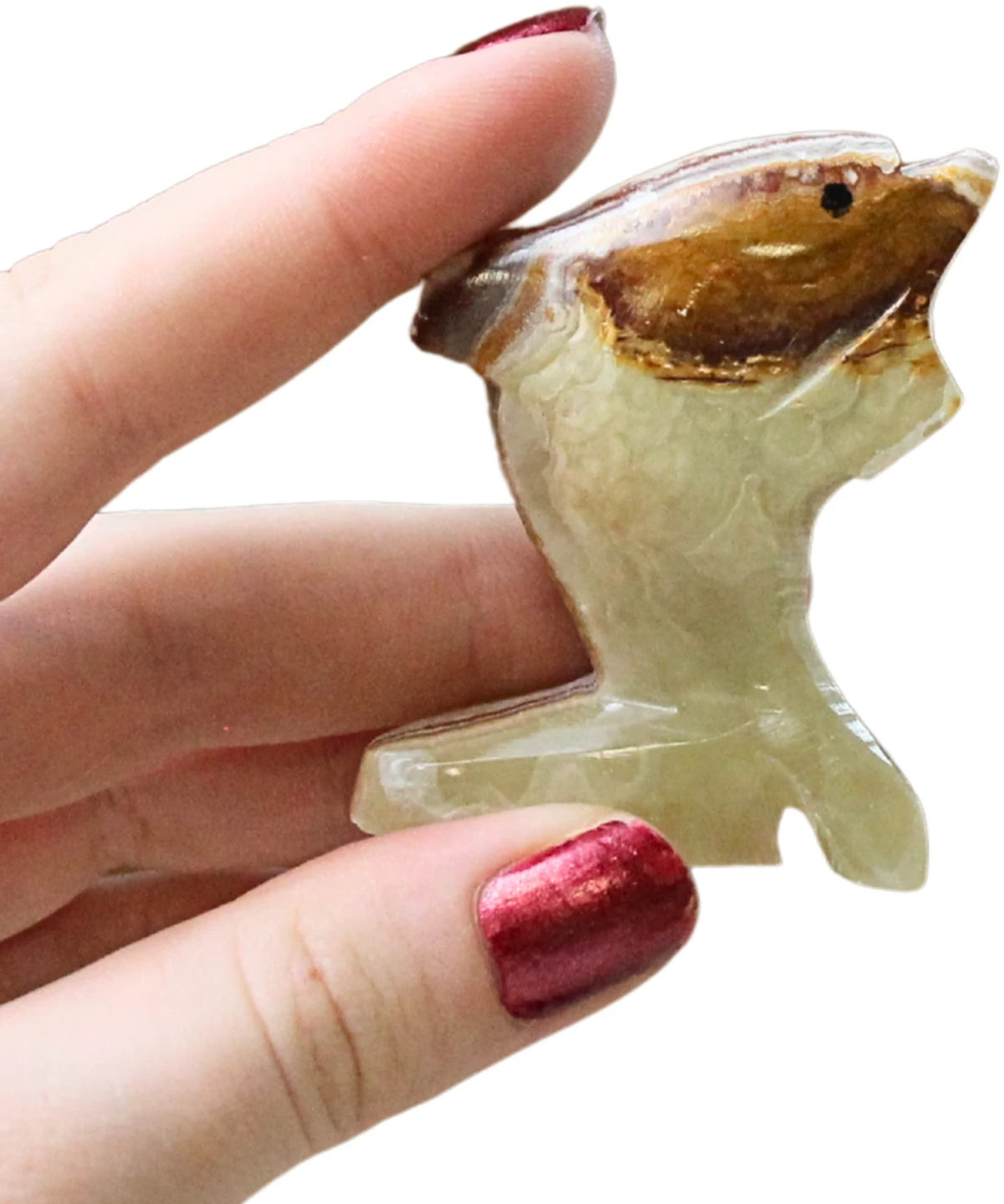 Aragonit delfin, djurfigur i onyxmarmor, 5,5 cm