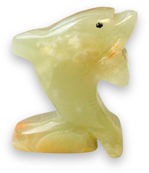Aragonit delfin, djurfigur i onyxmarmor, 5,5 cm