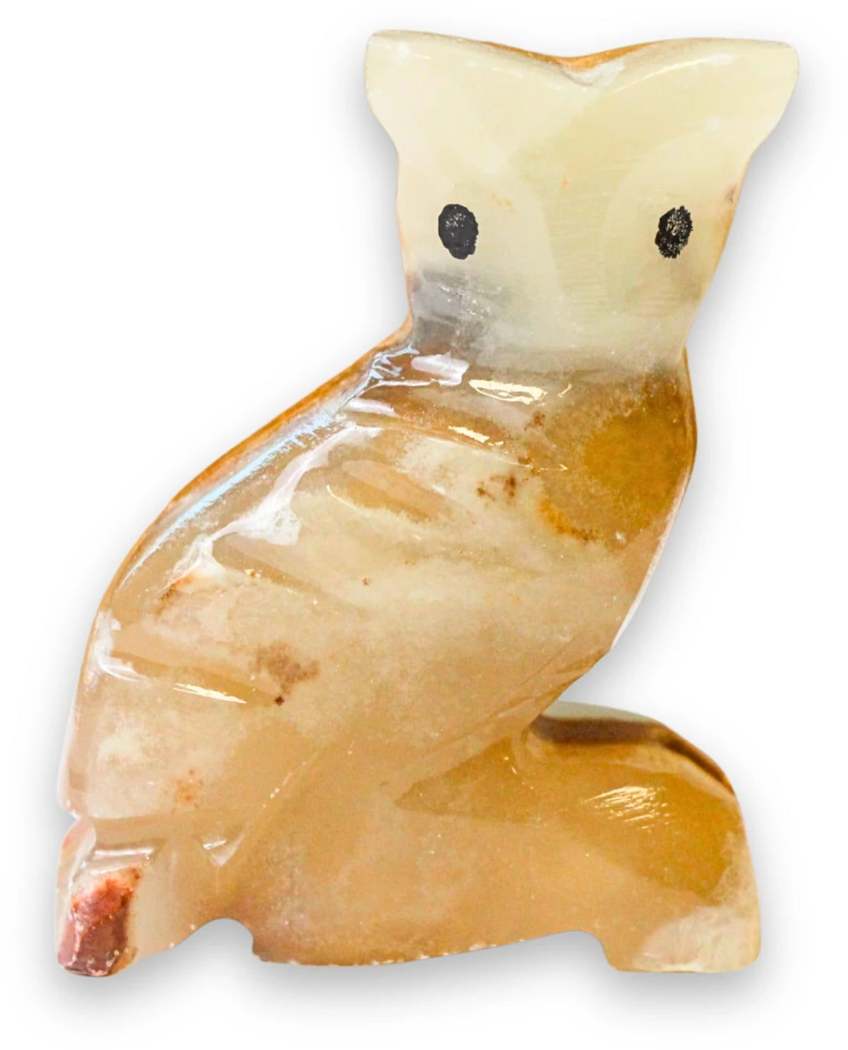 Aragonit uggla, djurfigur i onyxmarmor, 5,3 cm