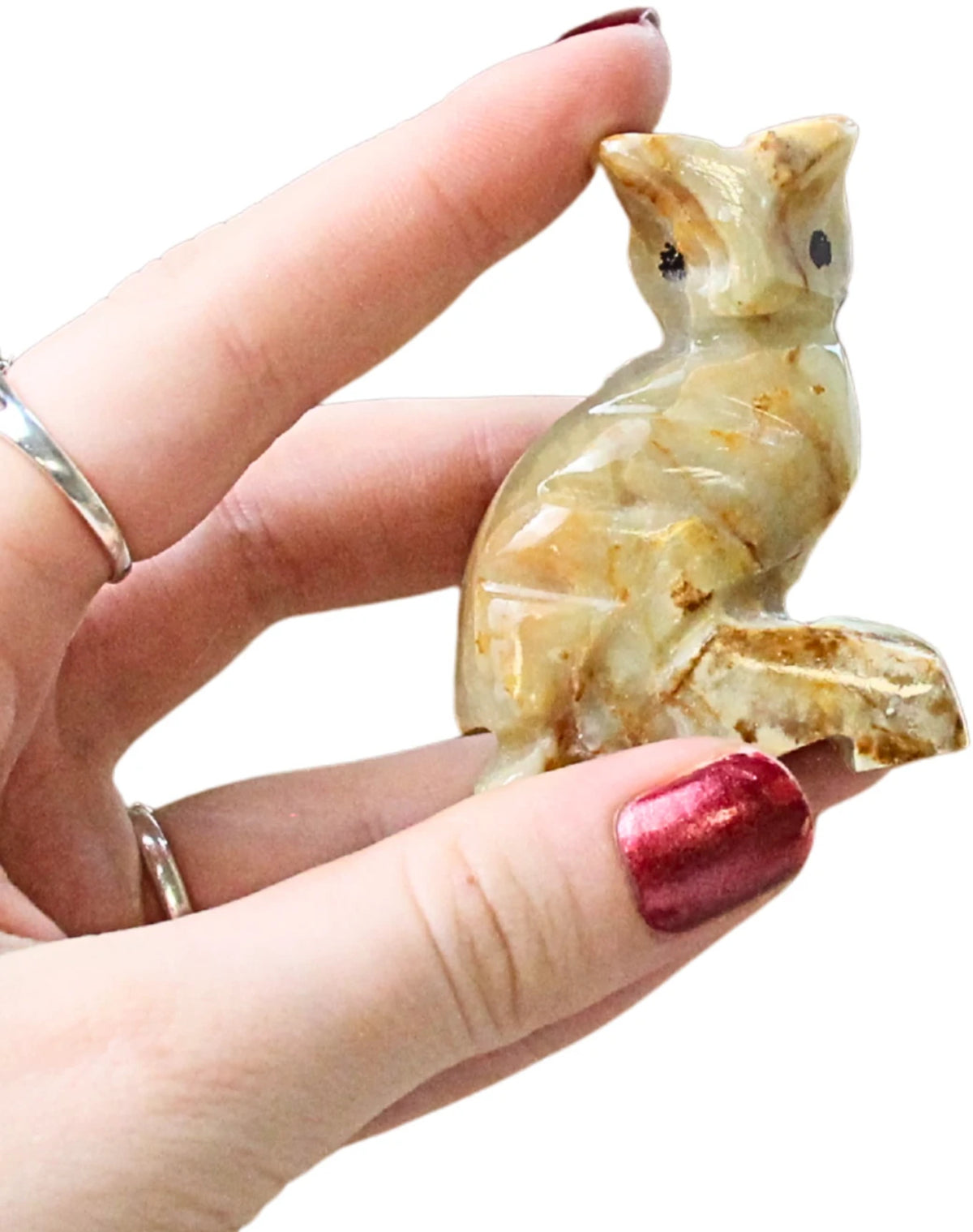 Aragonit uggla, djurfigur i onyxmarmor, 5,3 cm