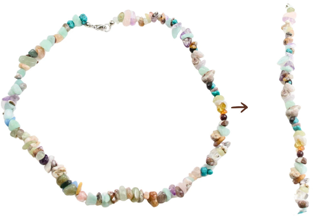 Halsband med blandade stenar, discomix, 45 cm