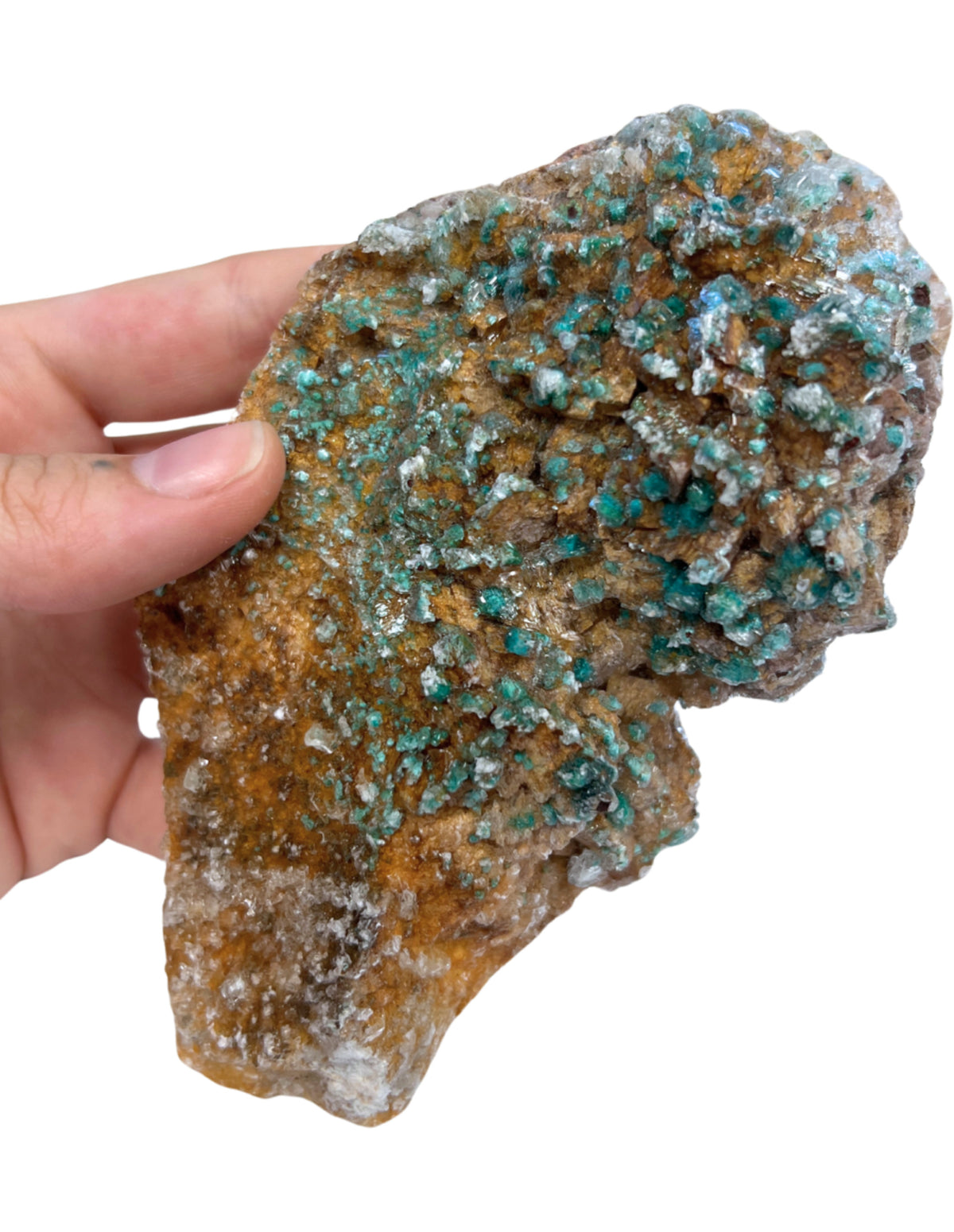 Dolomit med malakit och selenit, mineralprov, 14 cm, nr 04