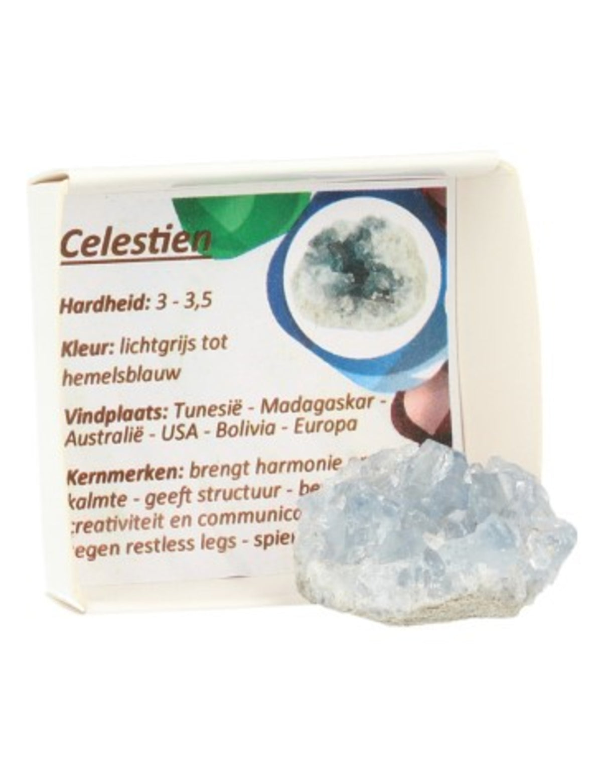 Celestin sten i ask, 3 till 5 cm