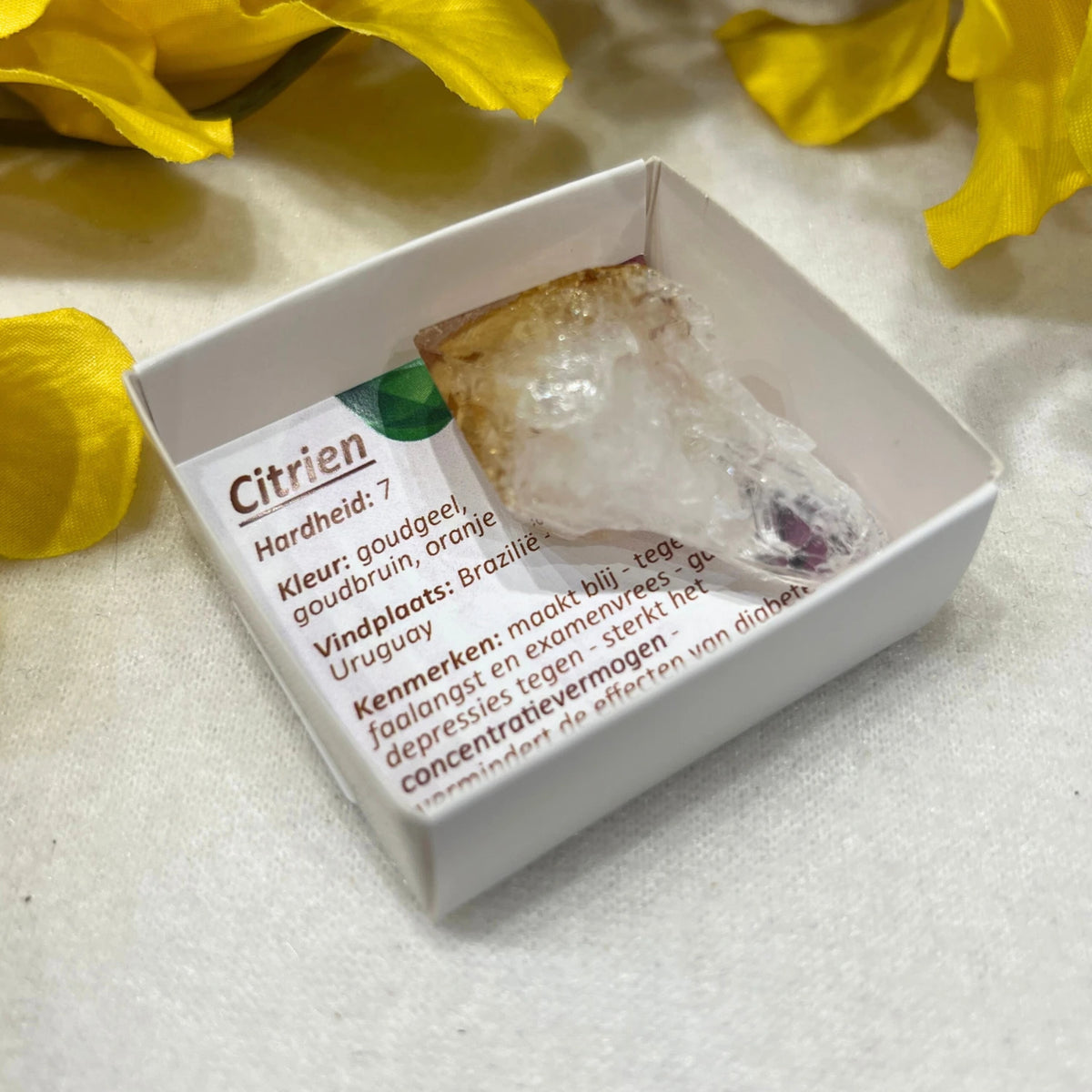 Citrin spets i ask, upphettad