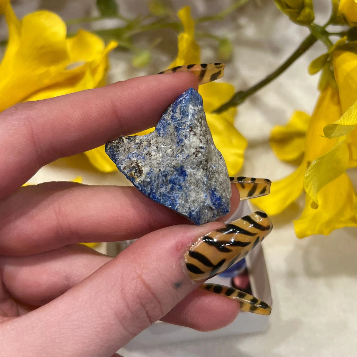 Lapis lazuli i ask, rå bit, ca 4 cm
