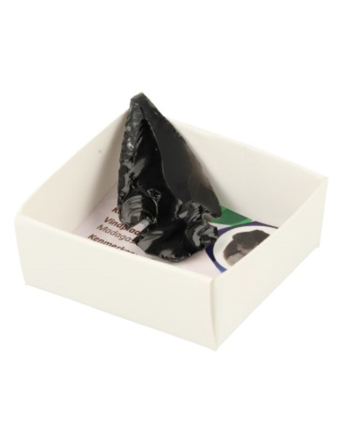 Obsidian spjutspets i ask, svart, 4,5 x 2,5 cm