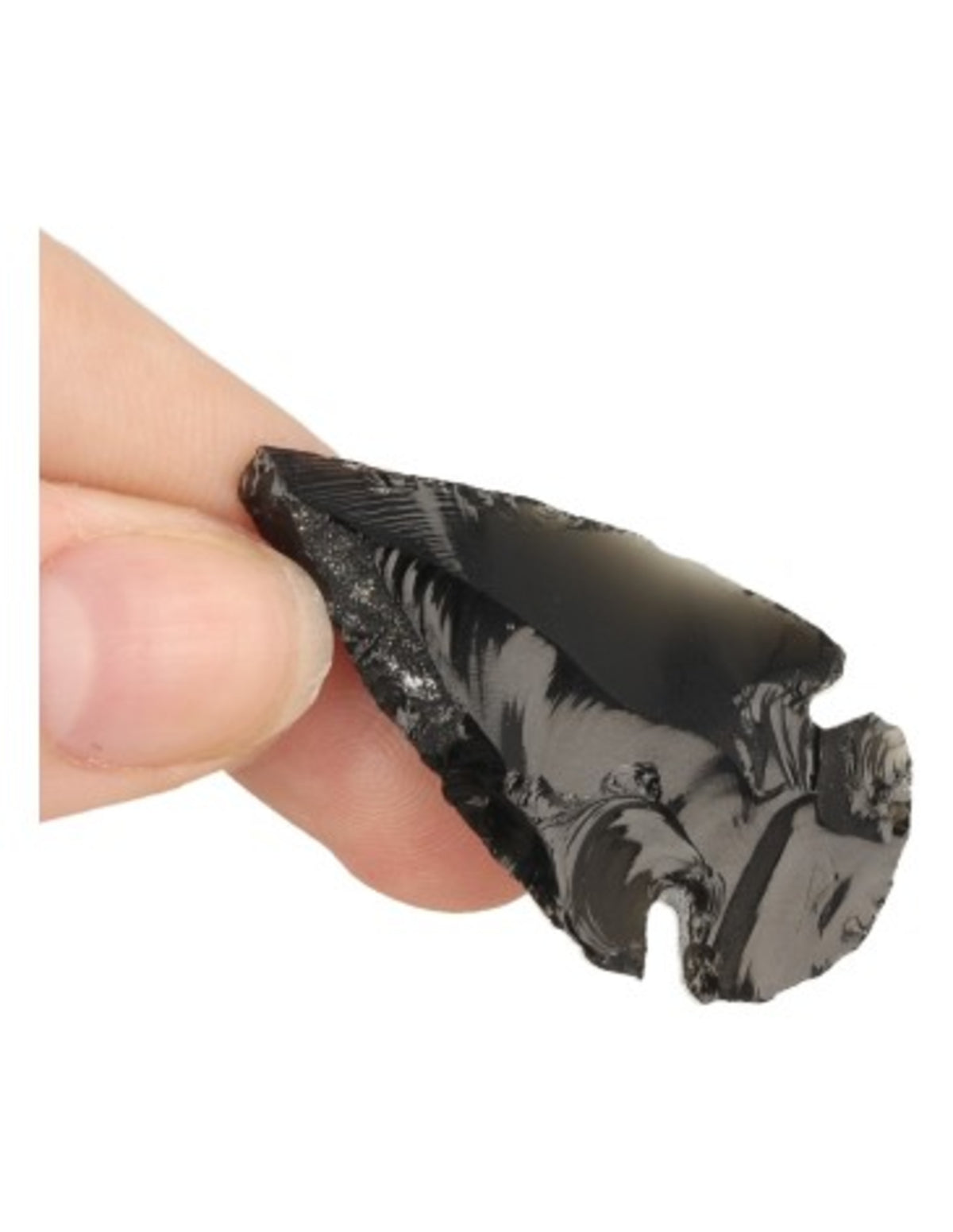 Obsidian spjutspets i ask, svart, 4,5 x 2,5 cm