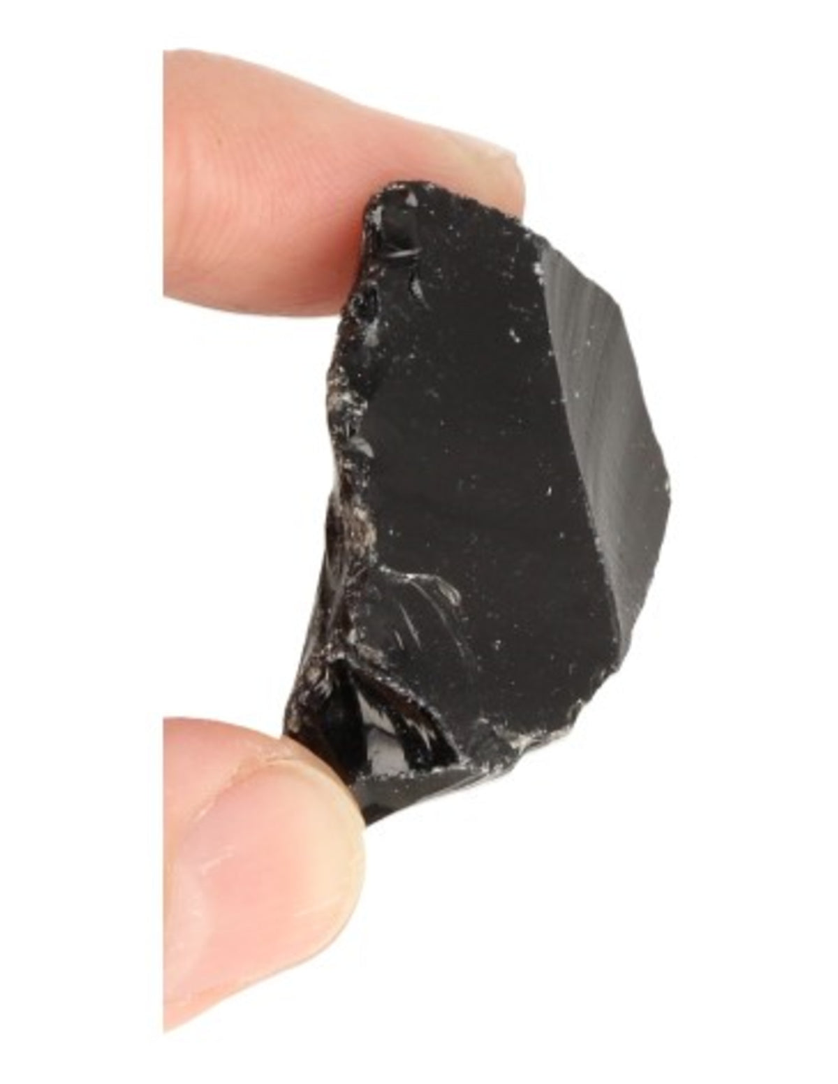 Obsidian rå sten i ask, svart, ca 4 cm