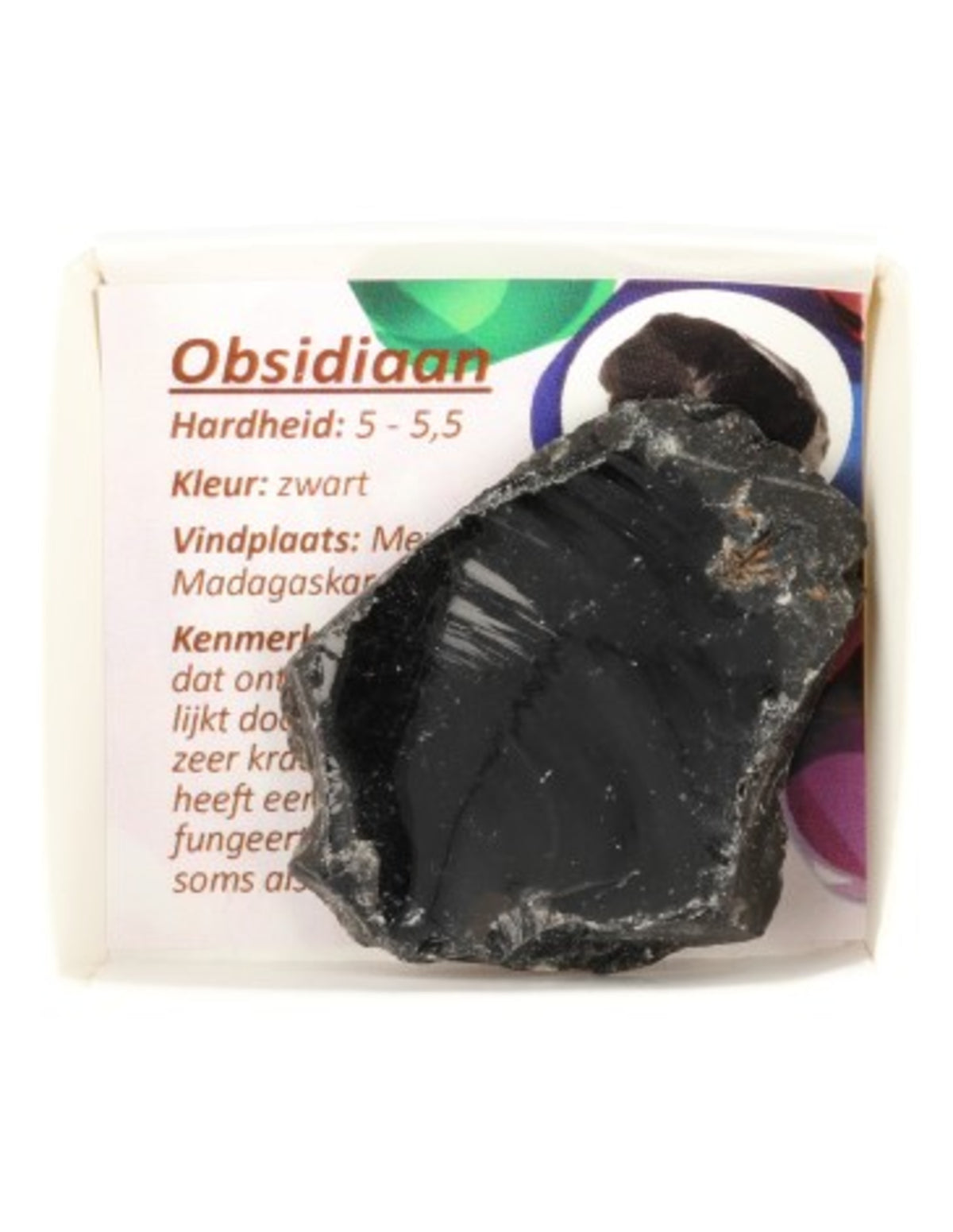 Obsidian rå sten i ask, svart, ca 4 cm
