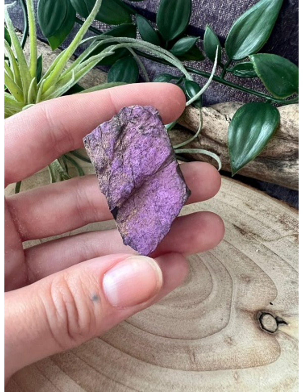 Purpurit i ask, rå, purpurlila mineralprov