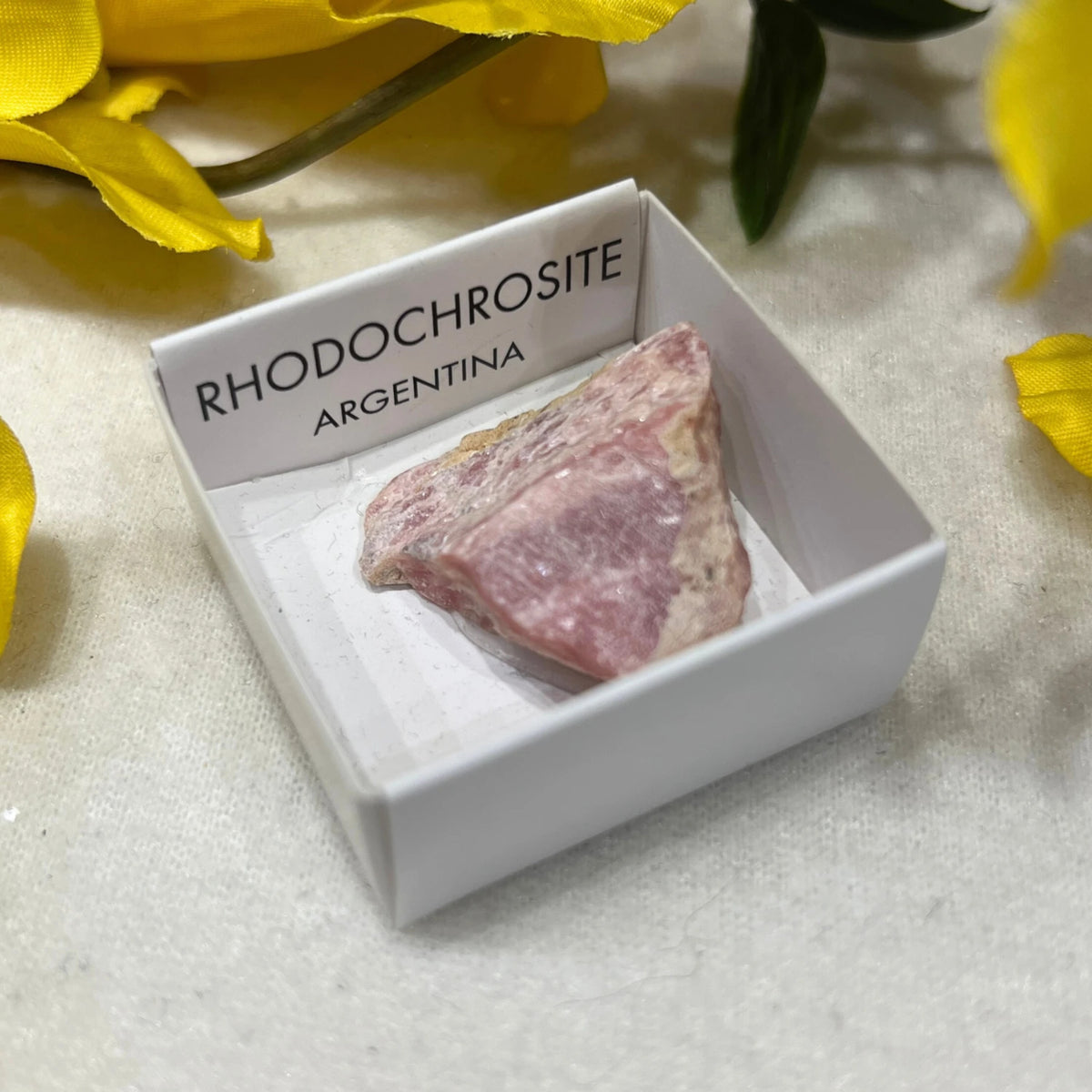 Rodokrosit kristall i ask, rosa, 3 cm