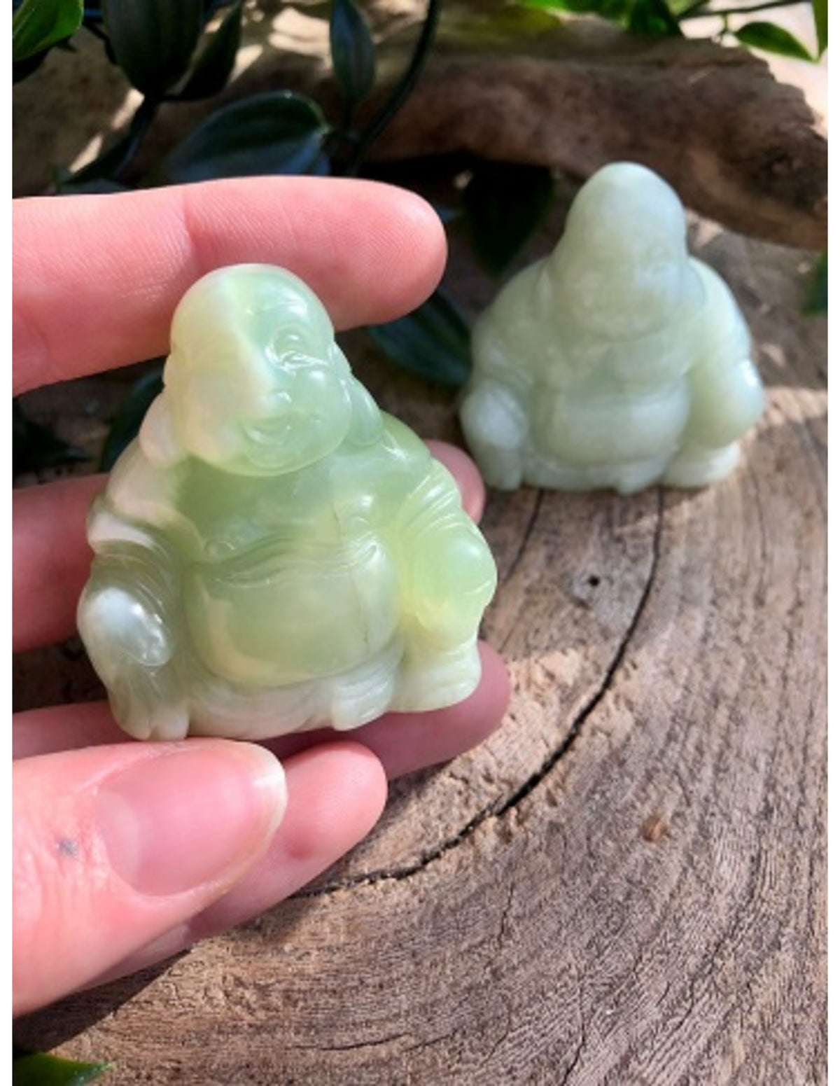 Serpentin buddha, grön, 55 mm