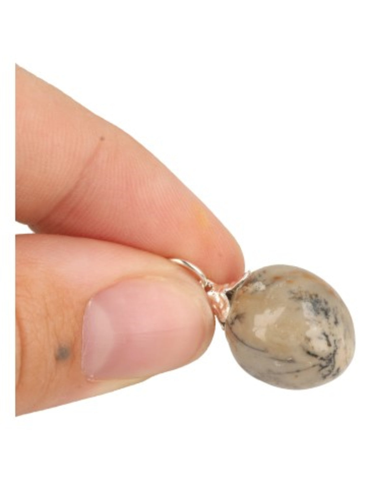 Jaspis hänge, dendrit, grön med mönster, 1,5 cm