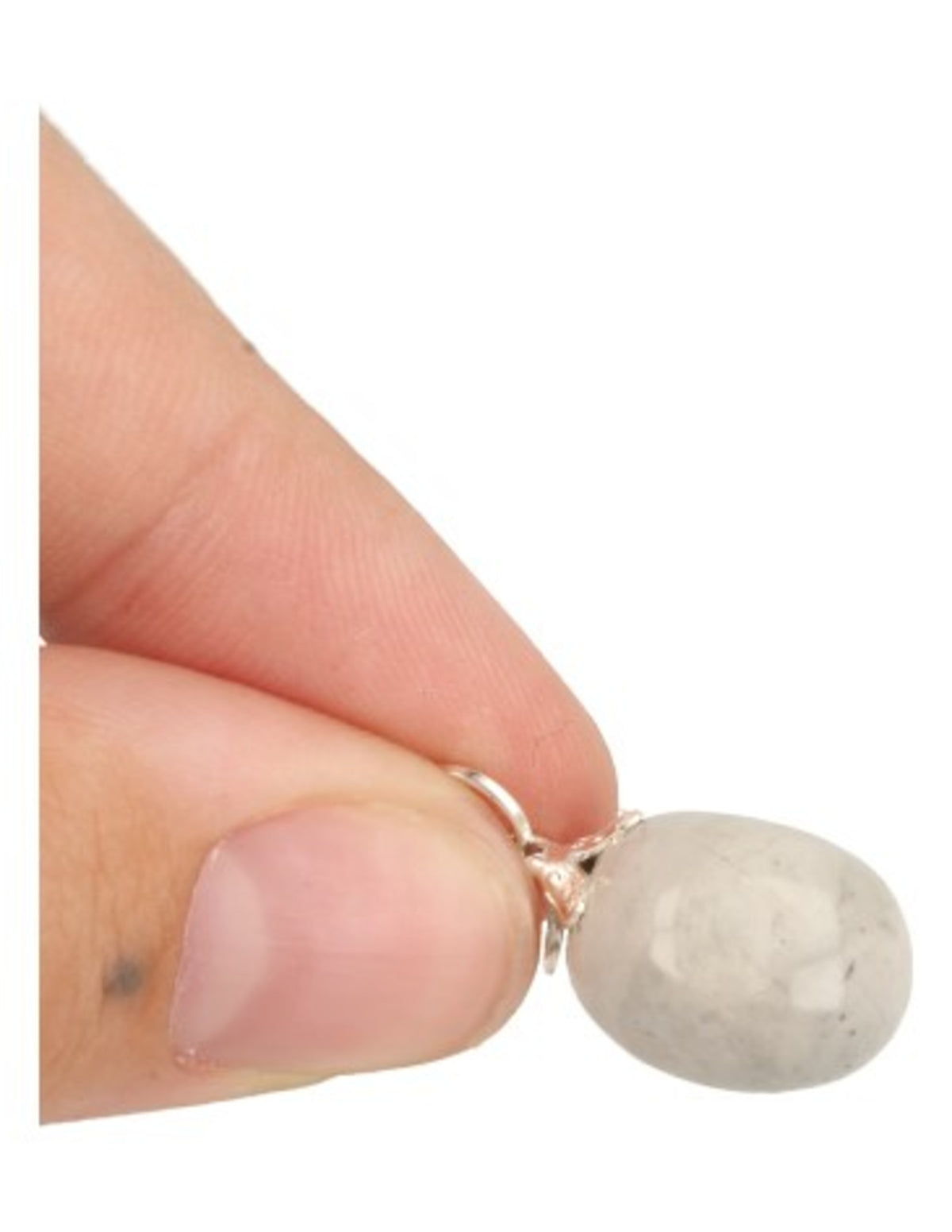 Jaspis hänge, grå, försilvrad hätta, 1,5 cm