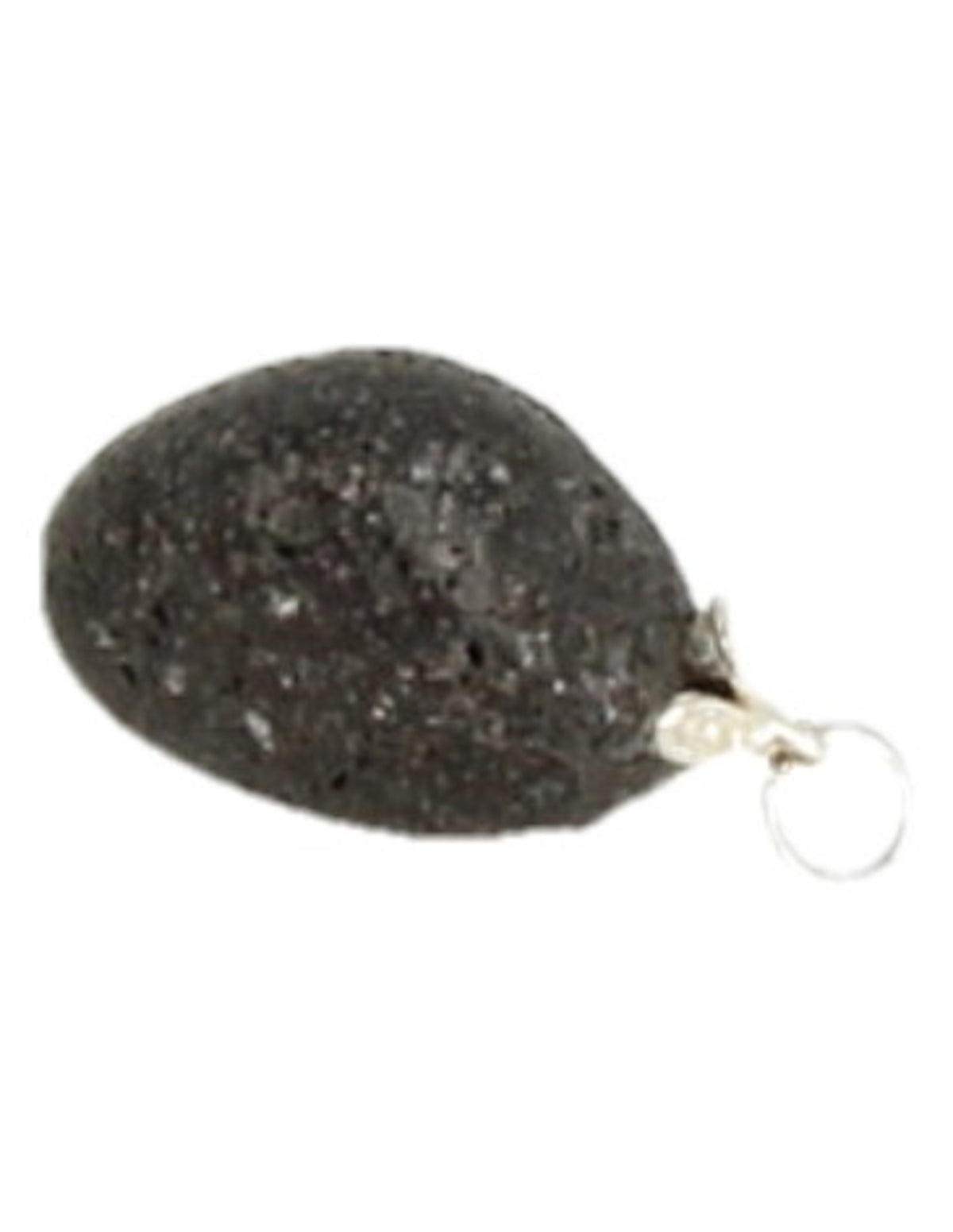 Lavasten hänge med försilvrad kåpa, svart, 2,5 cm