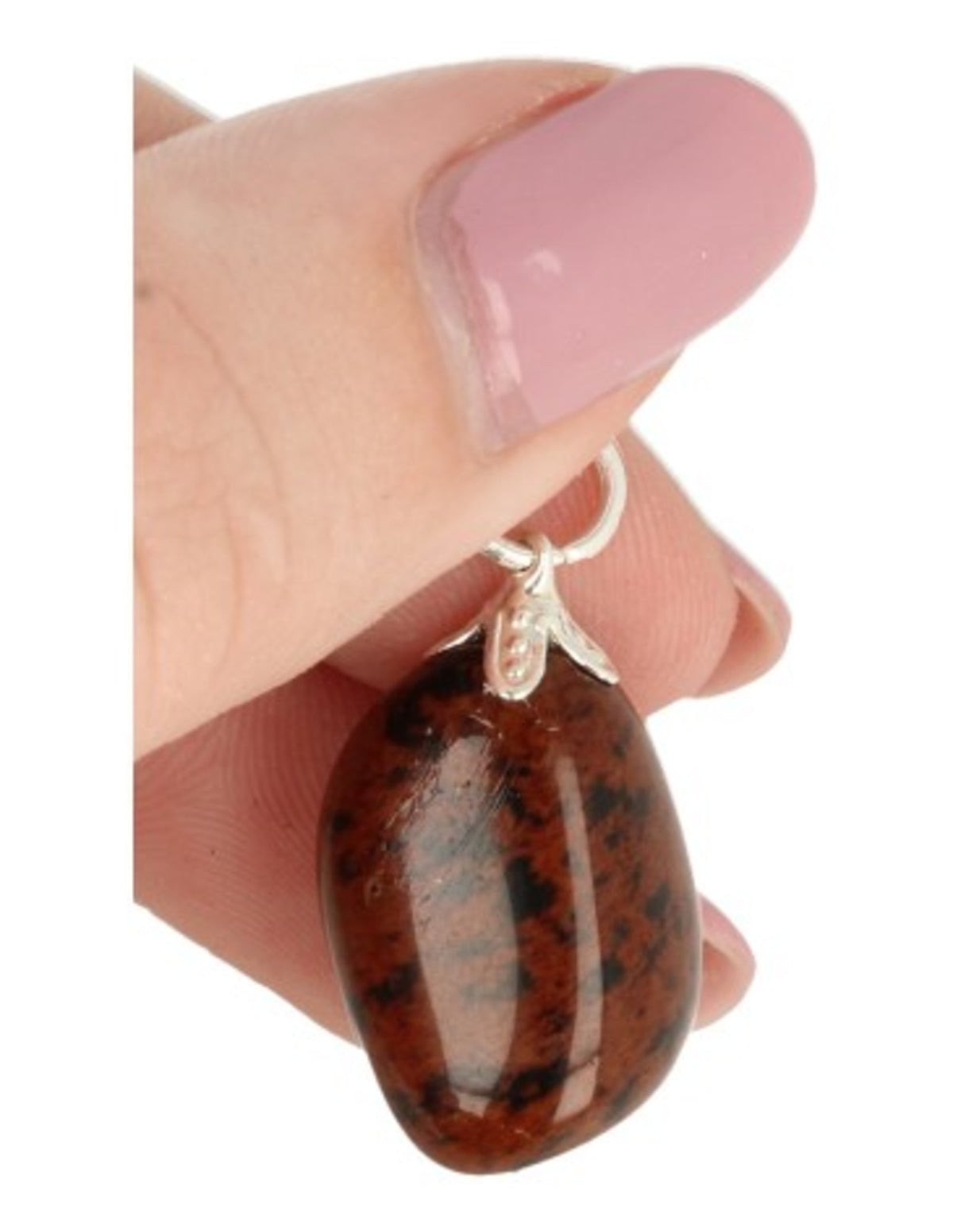 Obsidian hänge, mahogny, ca 2,5 cm