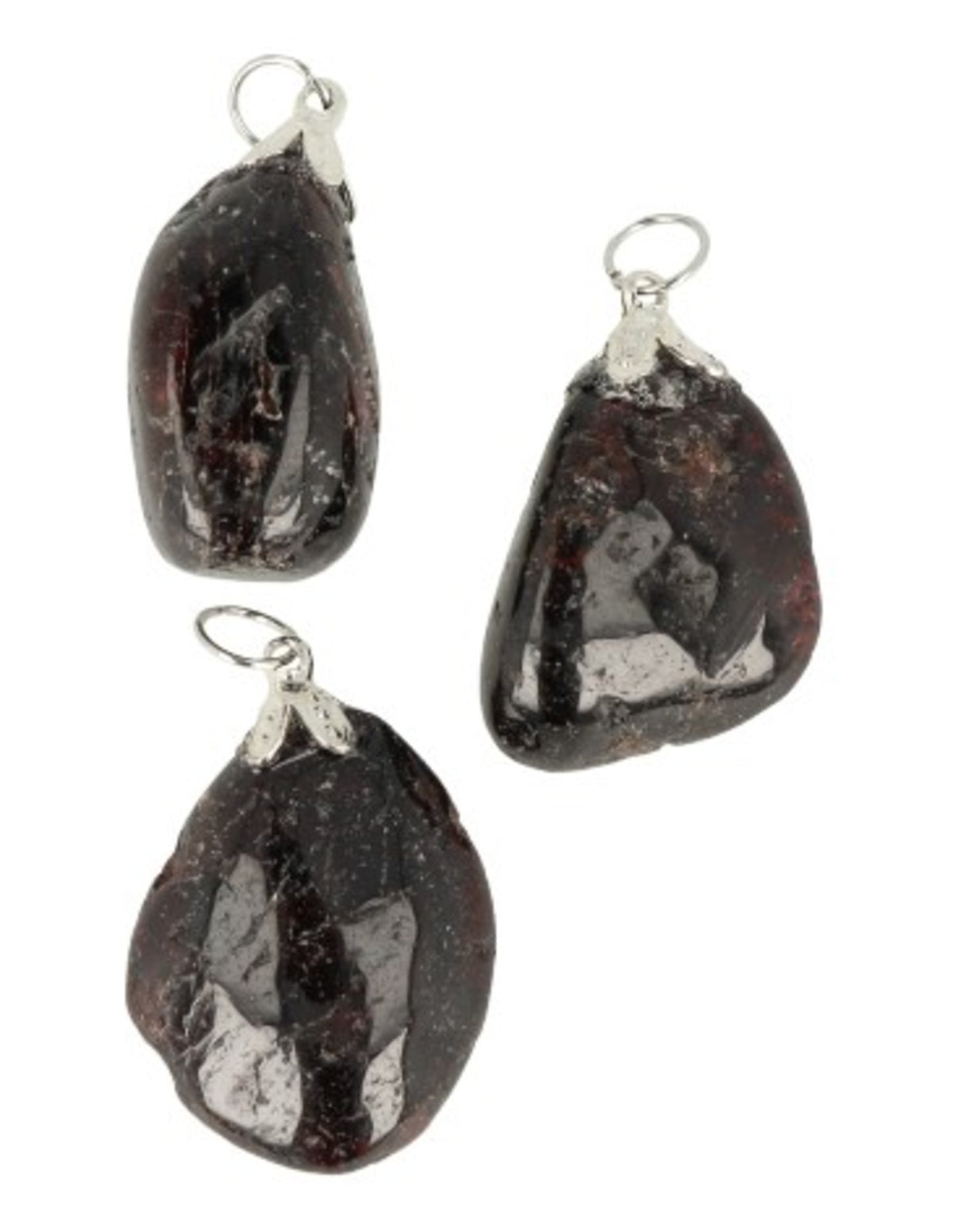 Rodolit hänge, mörk granat, försilvrat kapsel, 1 till 3 cm