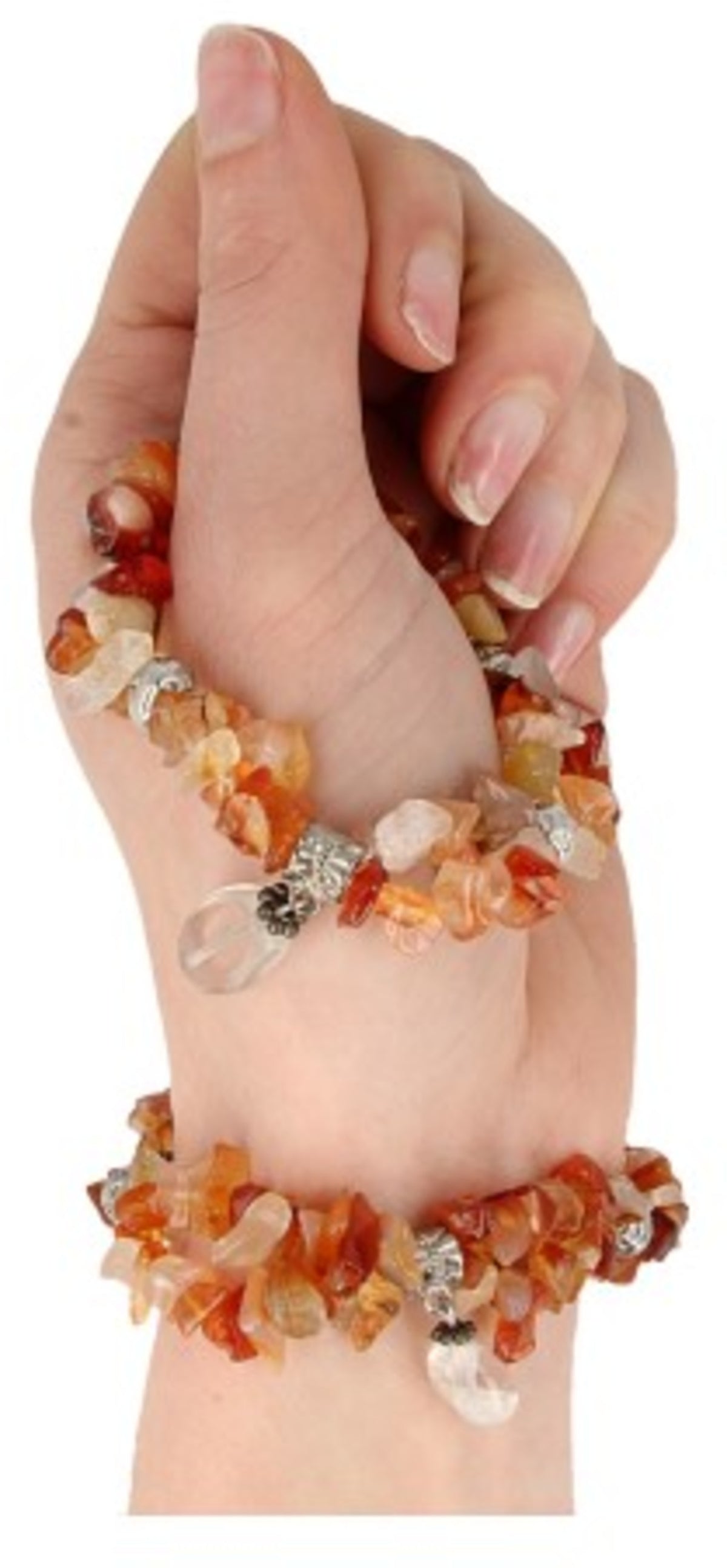 Karneol armband med dubbla rader splitstenar